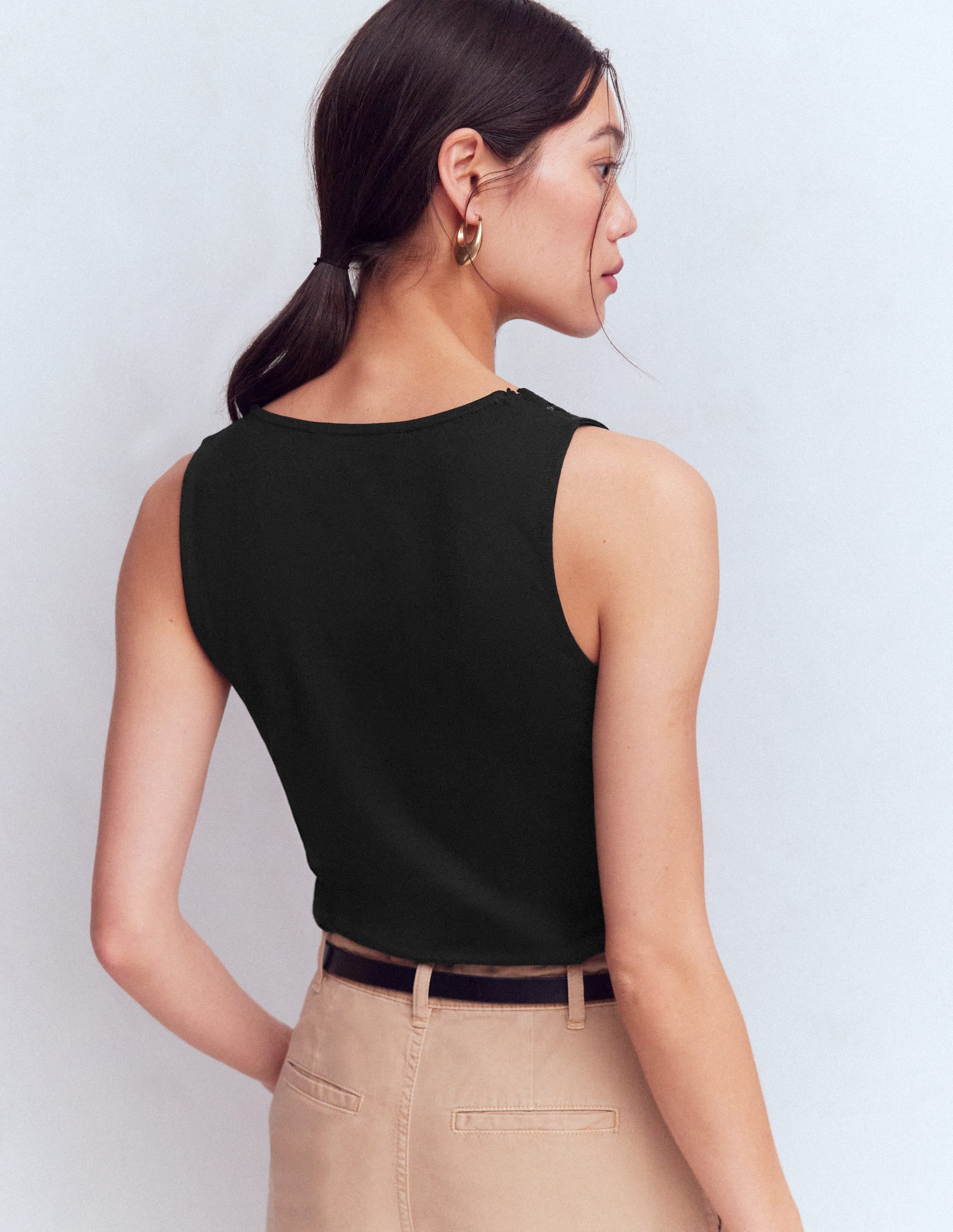 Flora Lace Trim Supersoft Vest-Black Beauty - Image 3