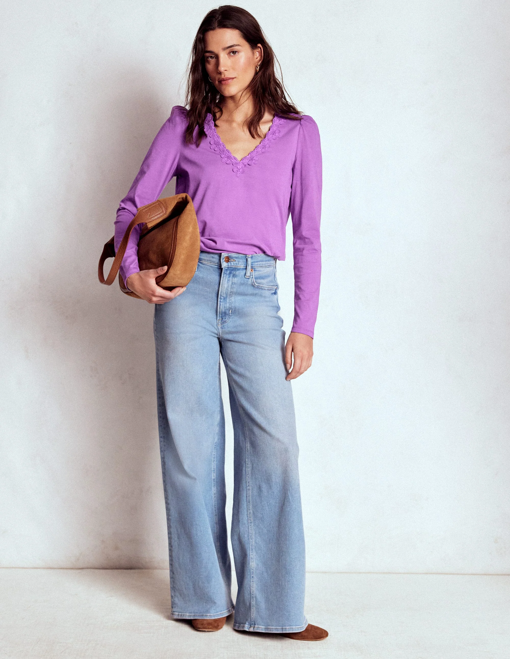 Flora Lace V-neck Top-Amethyst Purple - Image 4