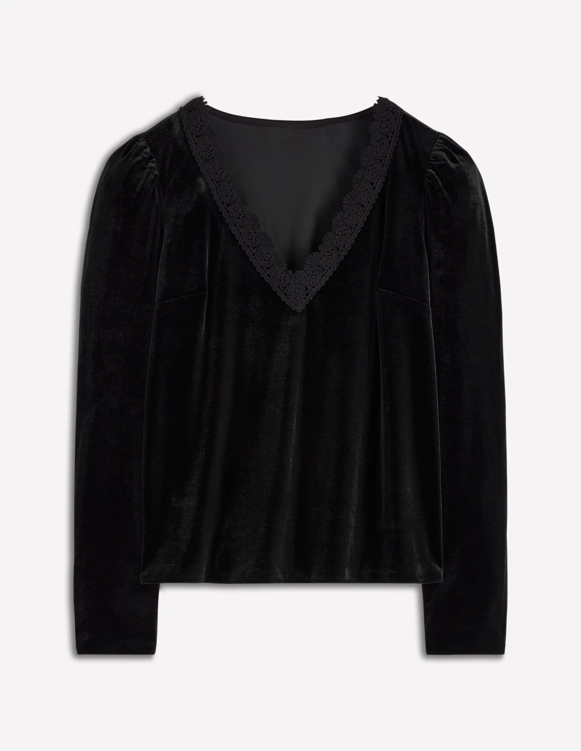 Flora V-Neck Velvet Top-Black - Image 5