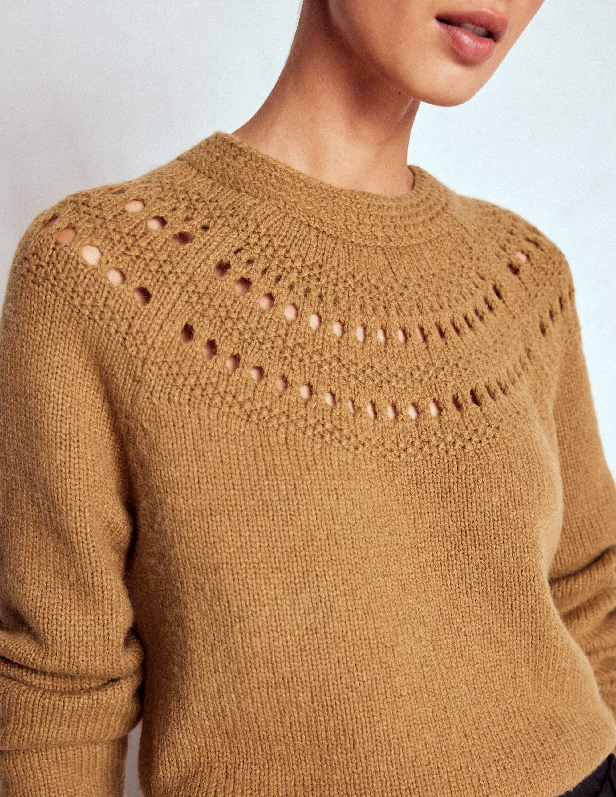 Fluffy Chunky Jumper-Camel Melange - Image 2