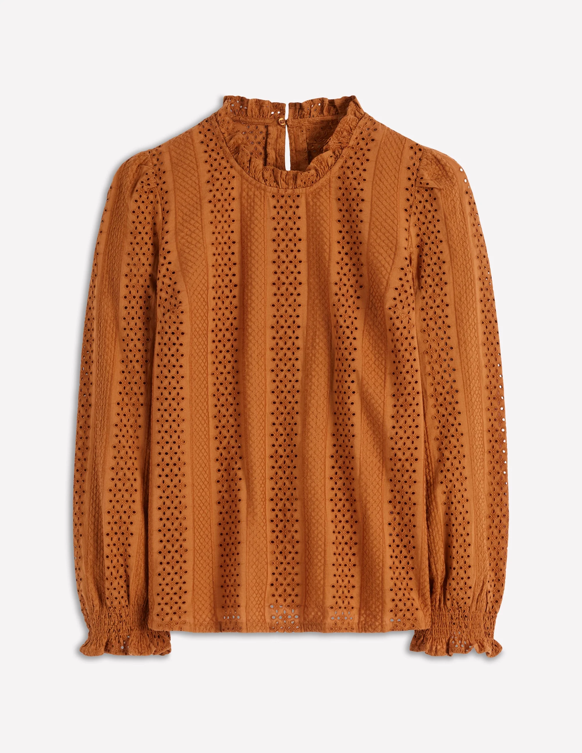 Frill Detail Broderie Top-Mustard - Image 6