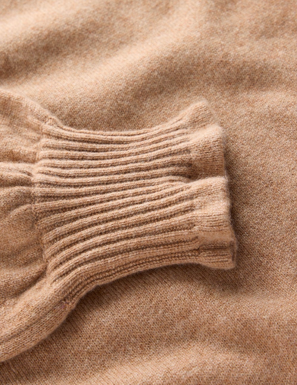 Frill Trim Cashmere Jumper-Camel Melange - Image 6