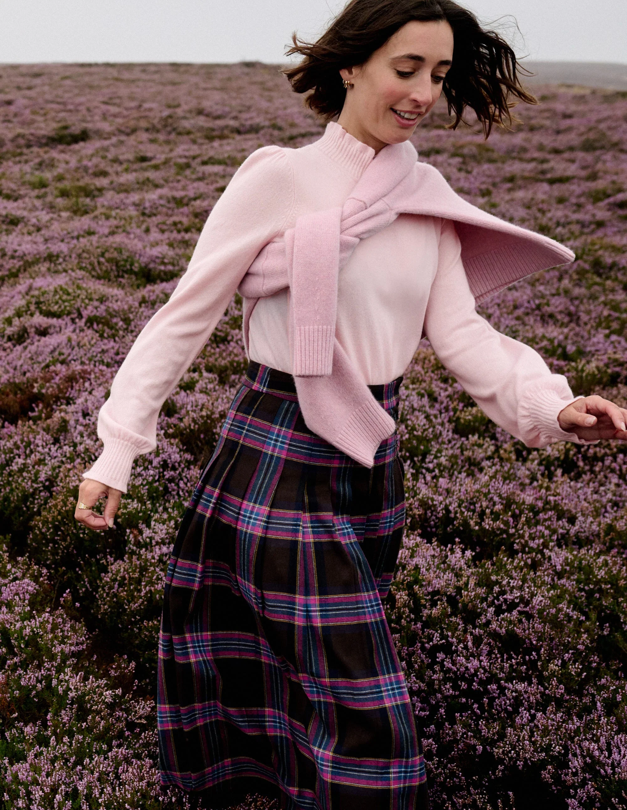 Frill Trim Cashmere Jumper-Chalk Pink - Image 5