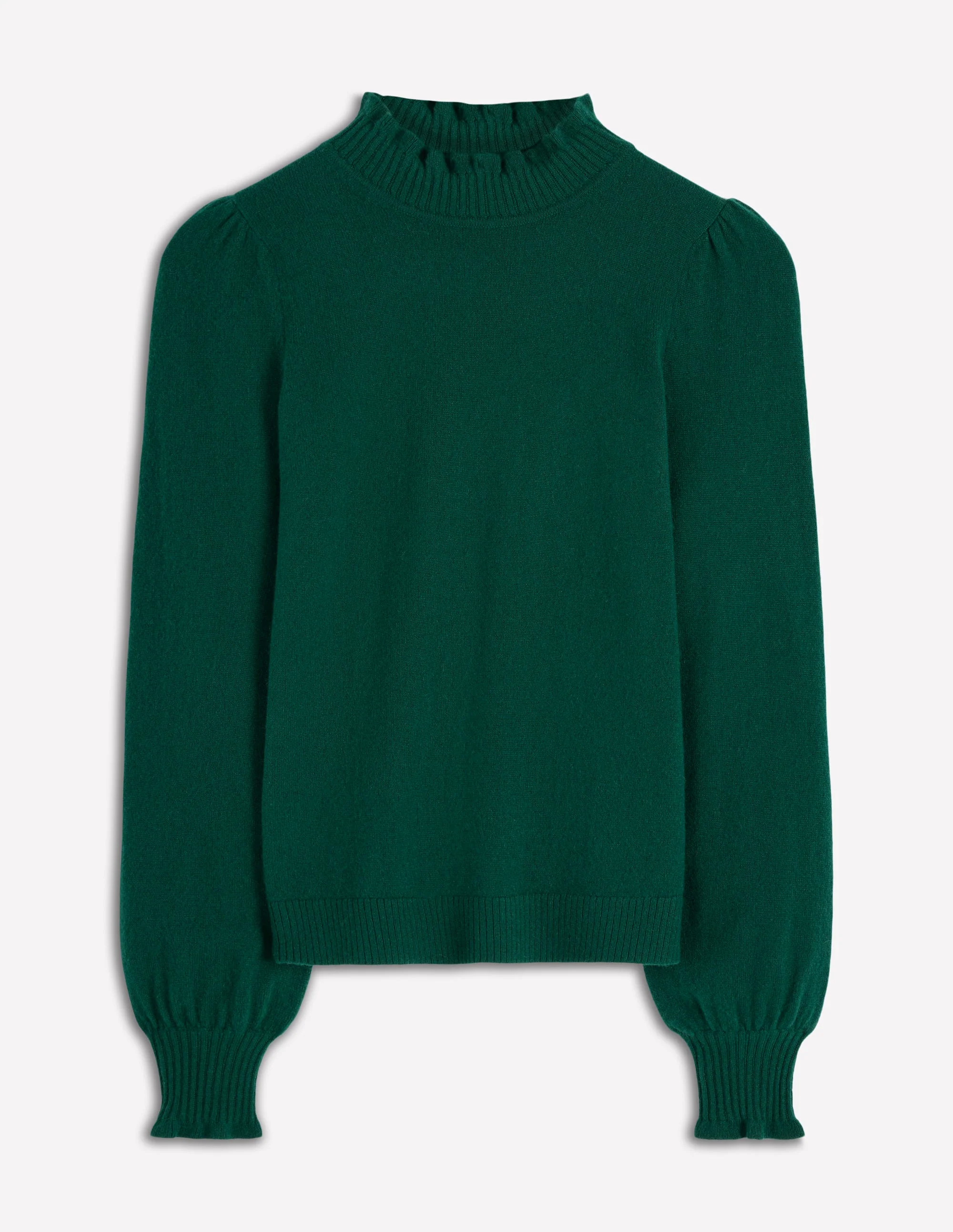 Frill Trim Cashmere Jumper-Mallard Blue - Image 6