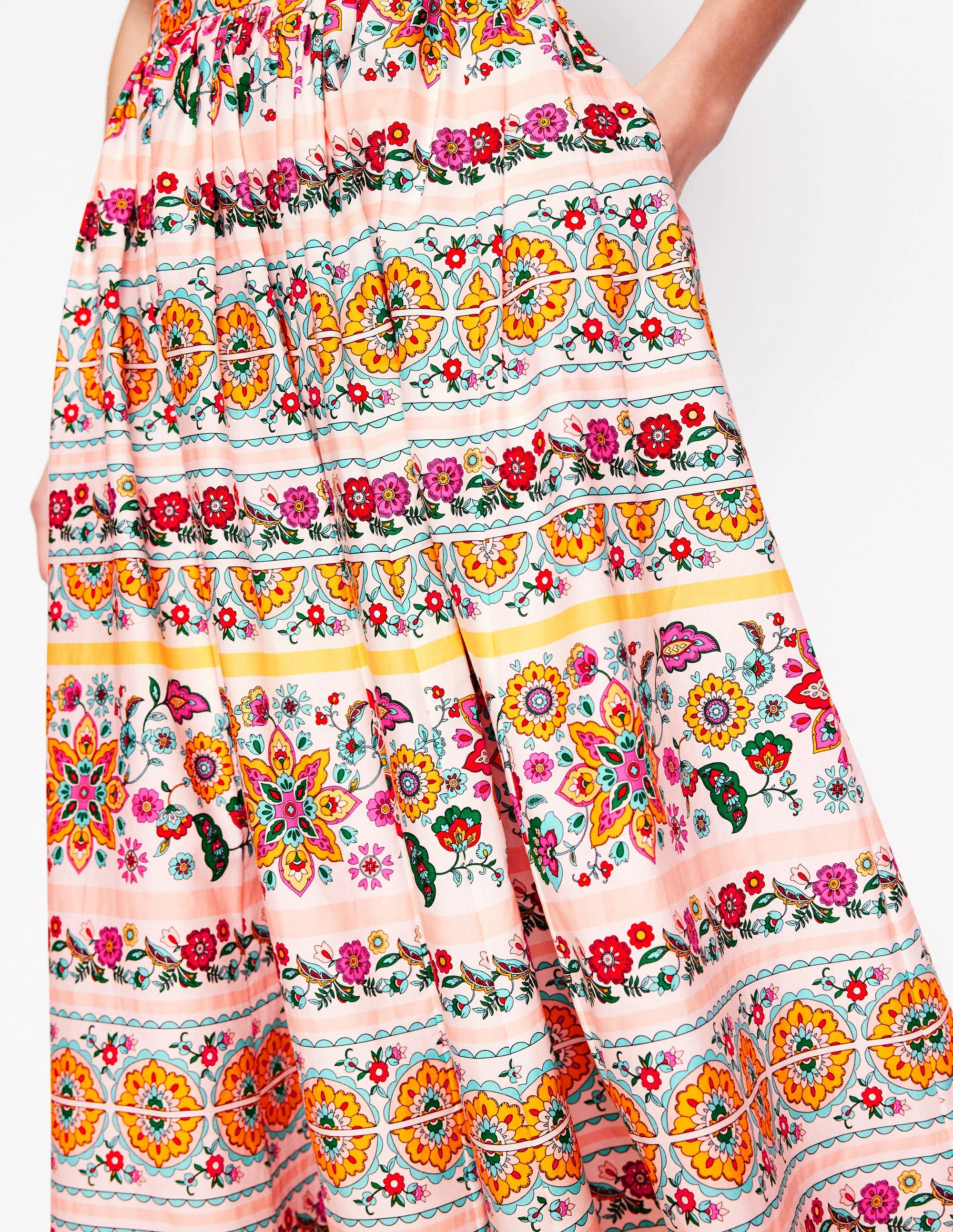 Full Poplin Maxi Skirt-Ivory, Botanical Sprig - Image 2