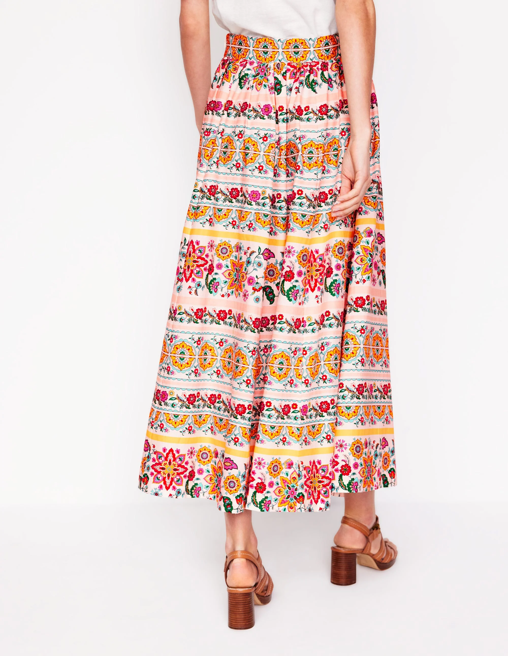 Full Poplin Maxi Skirt-Ivory, Botanical Sprig - Image 3