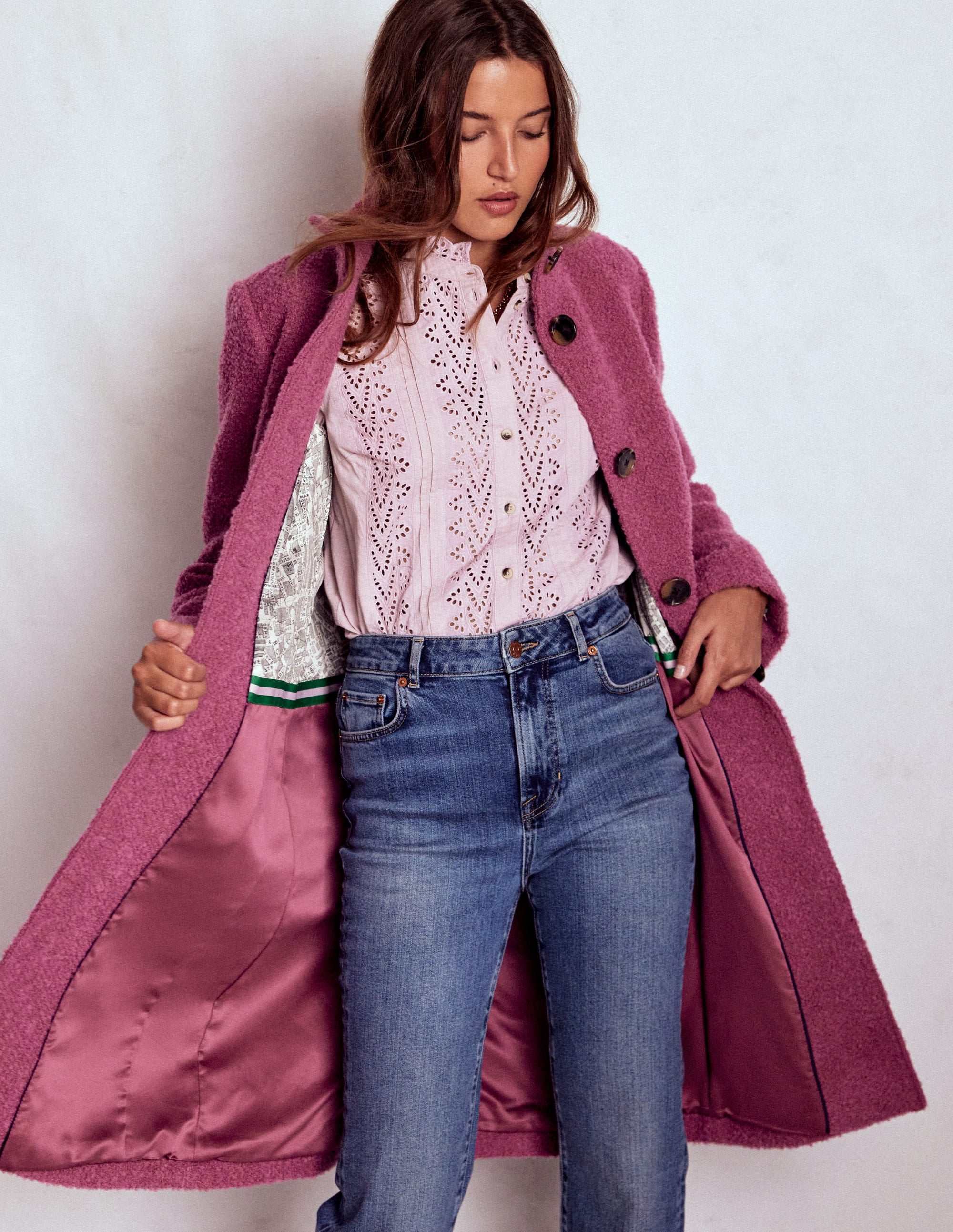 Funnel Neck Coat-Pink Heather - Image 4
