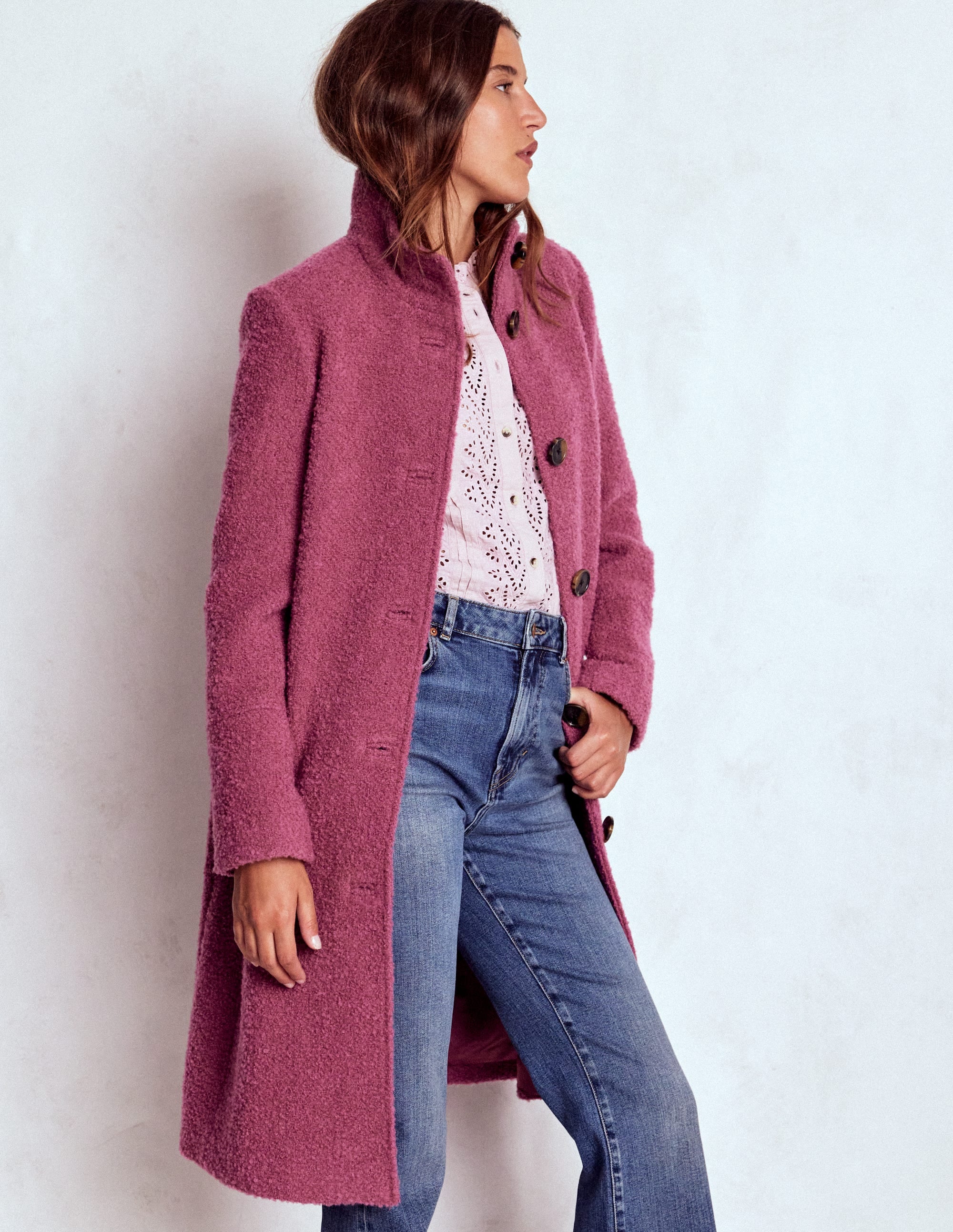 Funnel Neck Coat-Pink Heather - Image 5