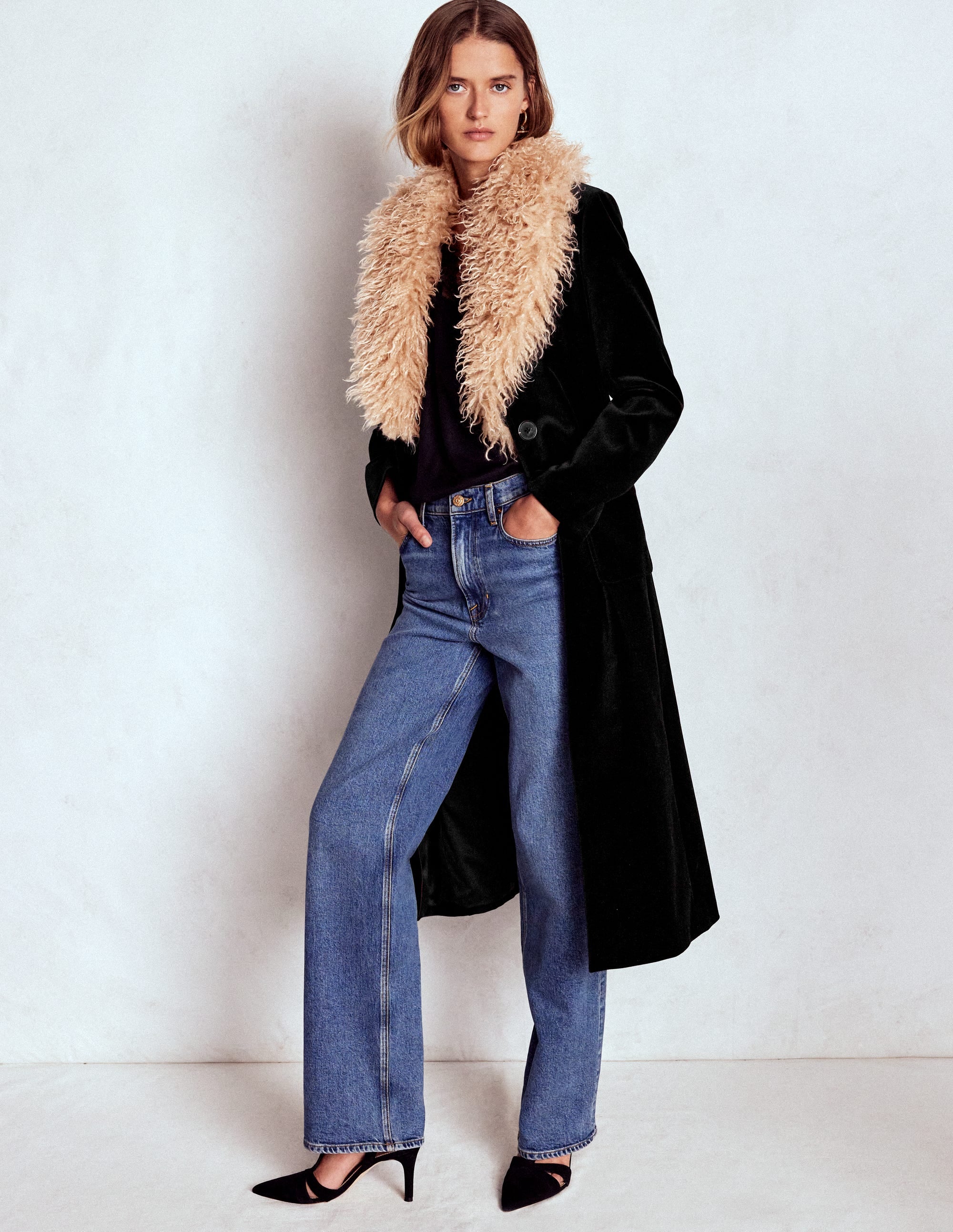 Fur Tipped Coat-Black - Image 3