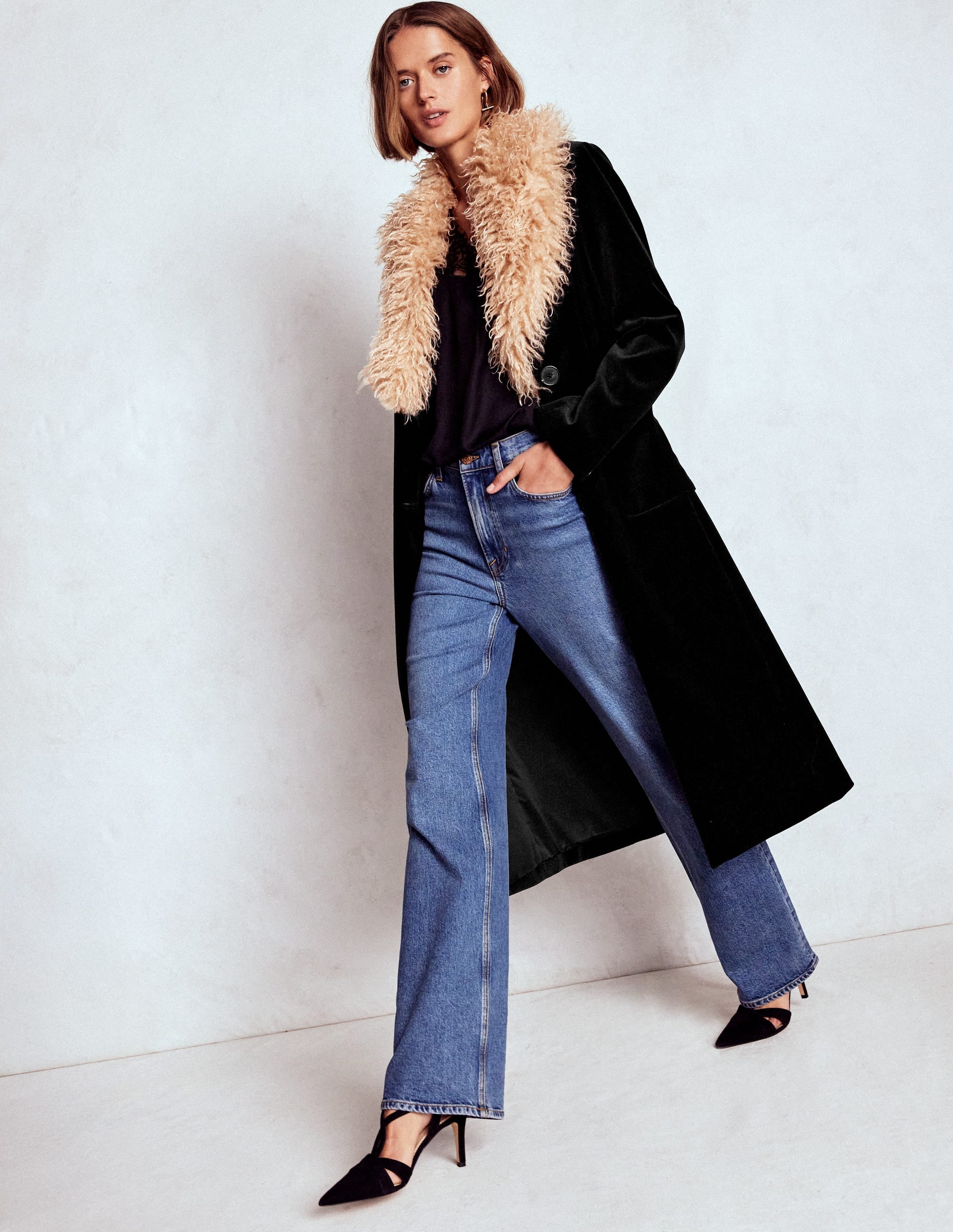 Fur Tipped Coat-Black - Image 4