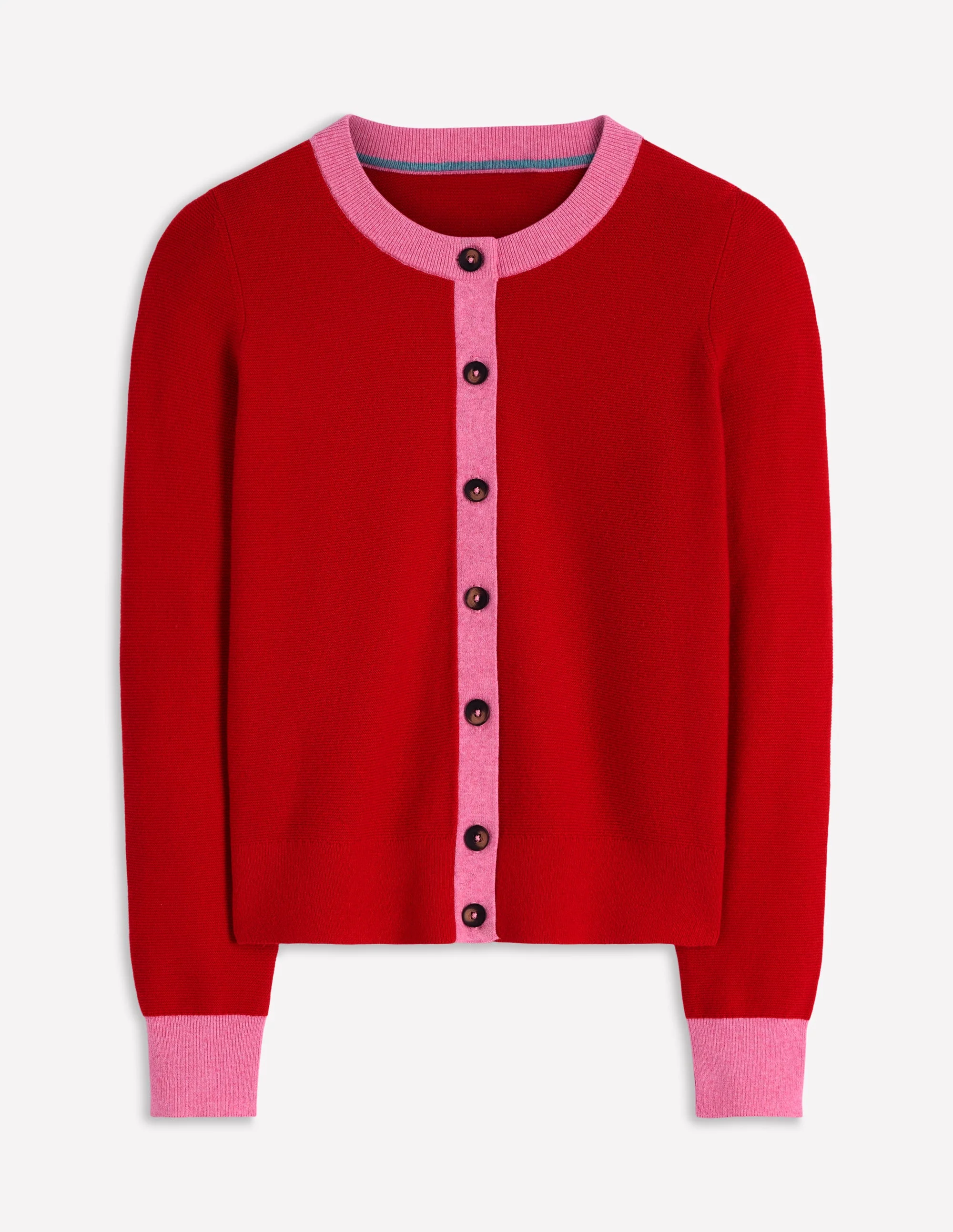Grace Colour Block Cardigan-Bright Cherry - Image 6