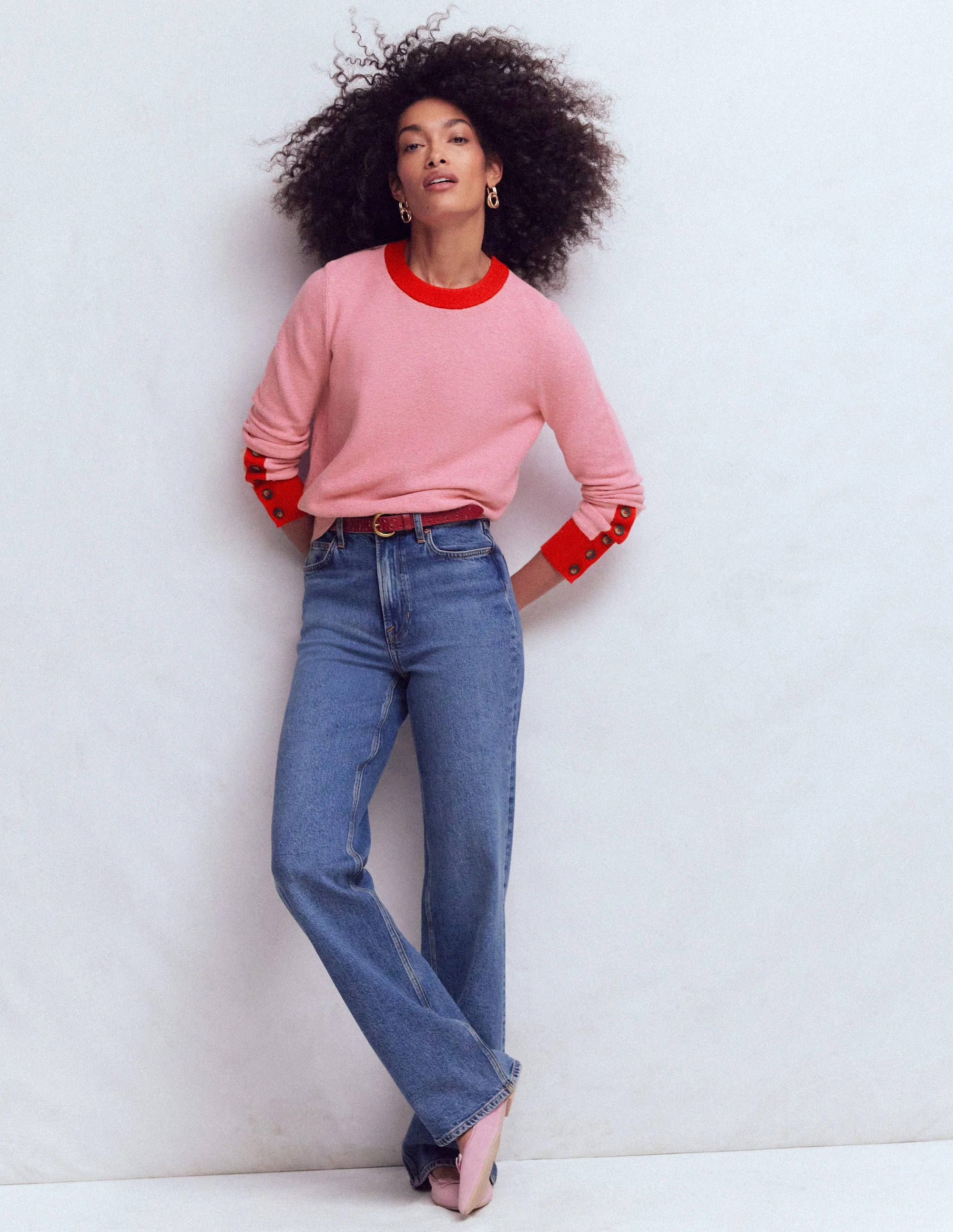 Grace Colour Block Jumper-Pink Lady - Image 4
