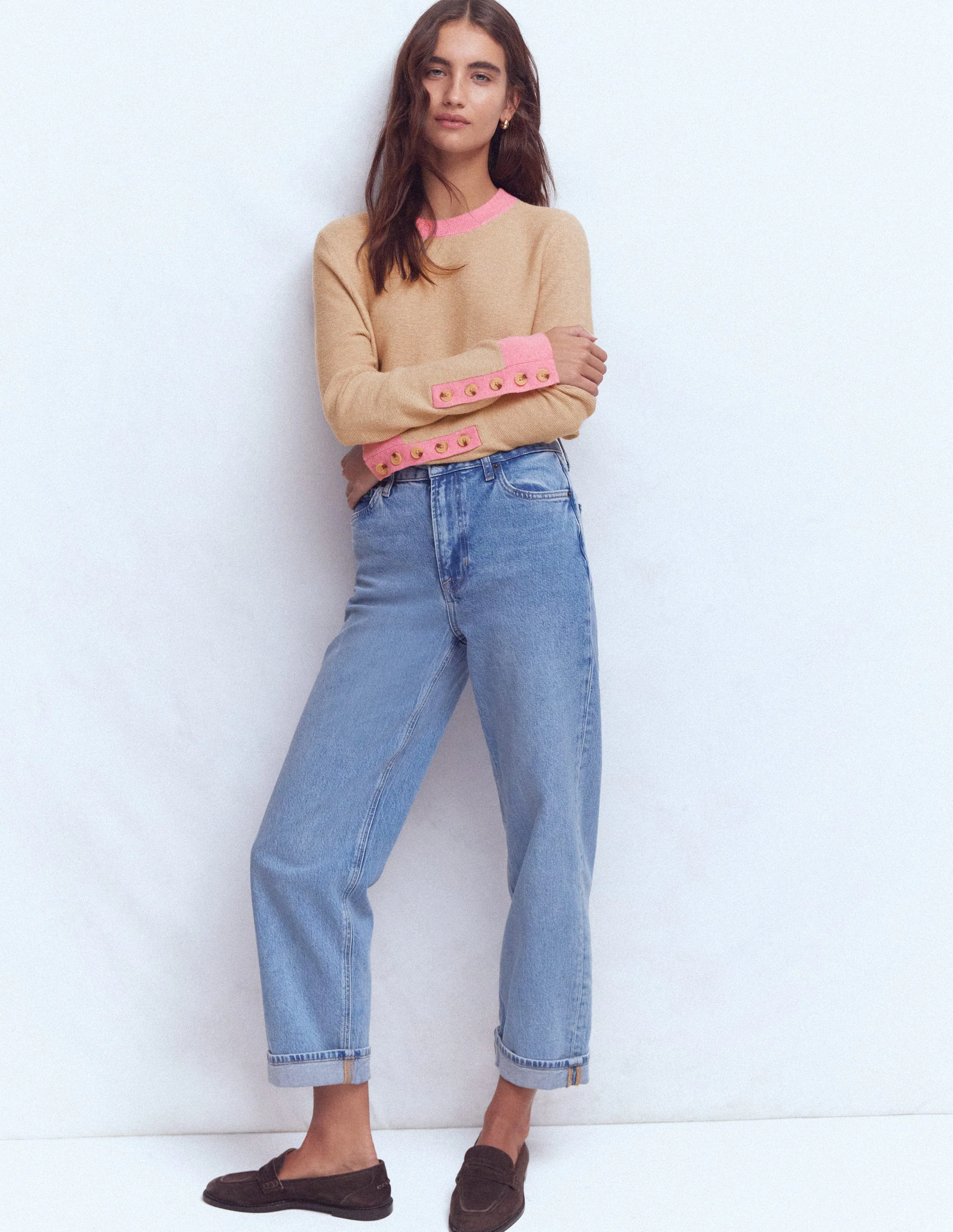 Grace Colour Block Jumper-Vellum - Image 4
