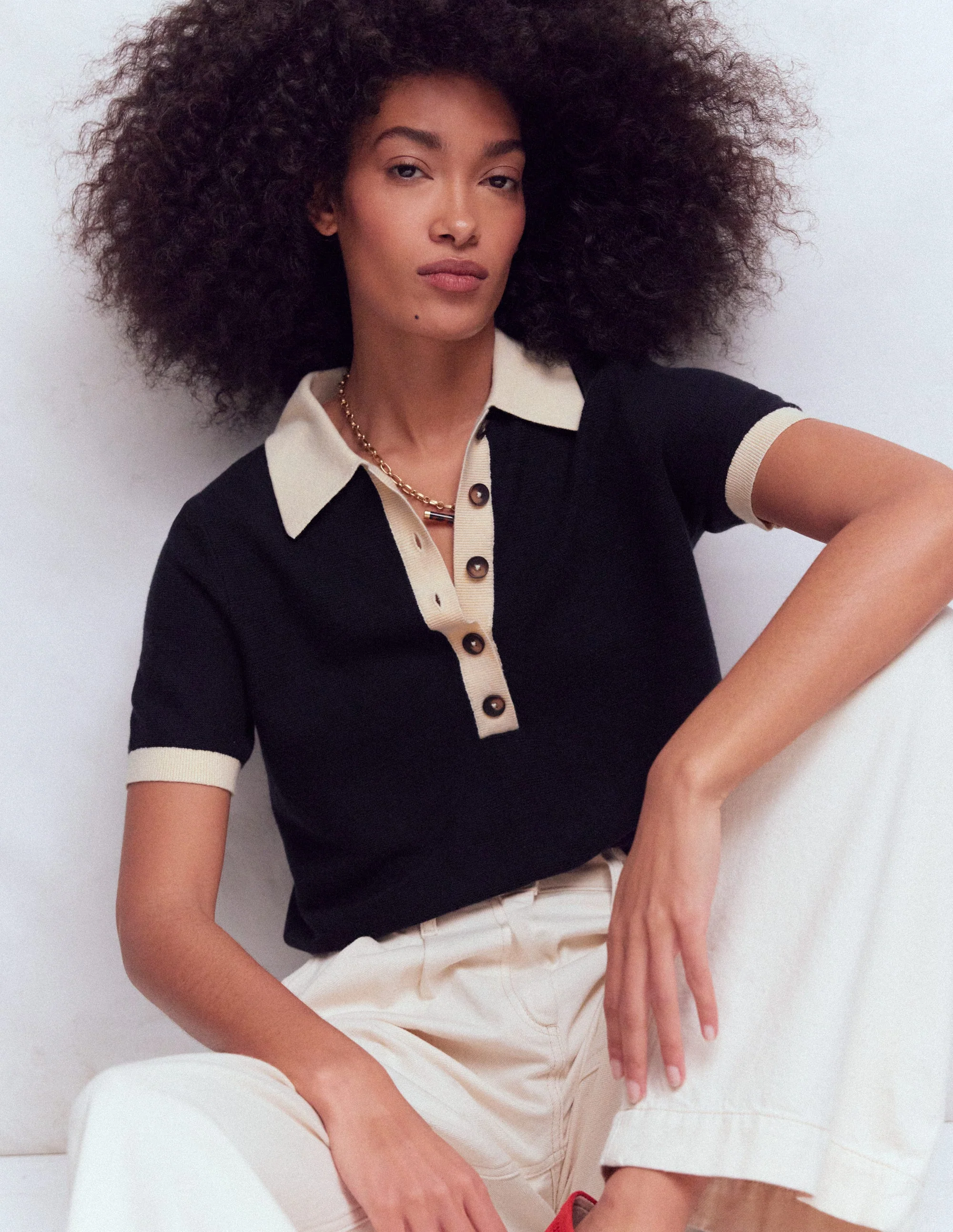Grace Colour Block T-Shirt-Navy - Image 4