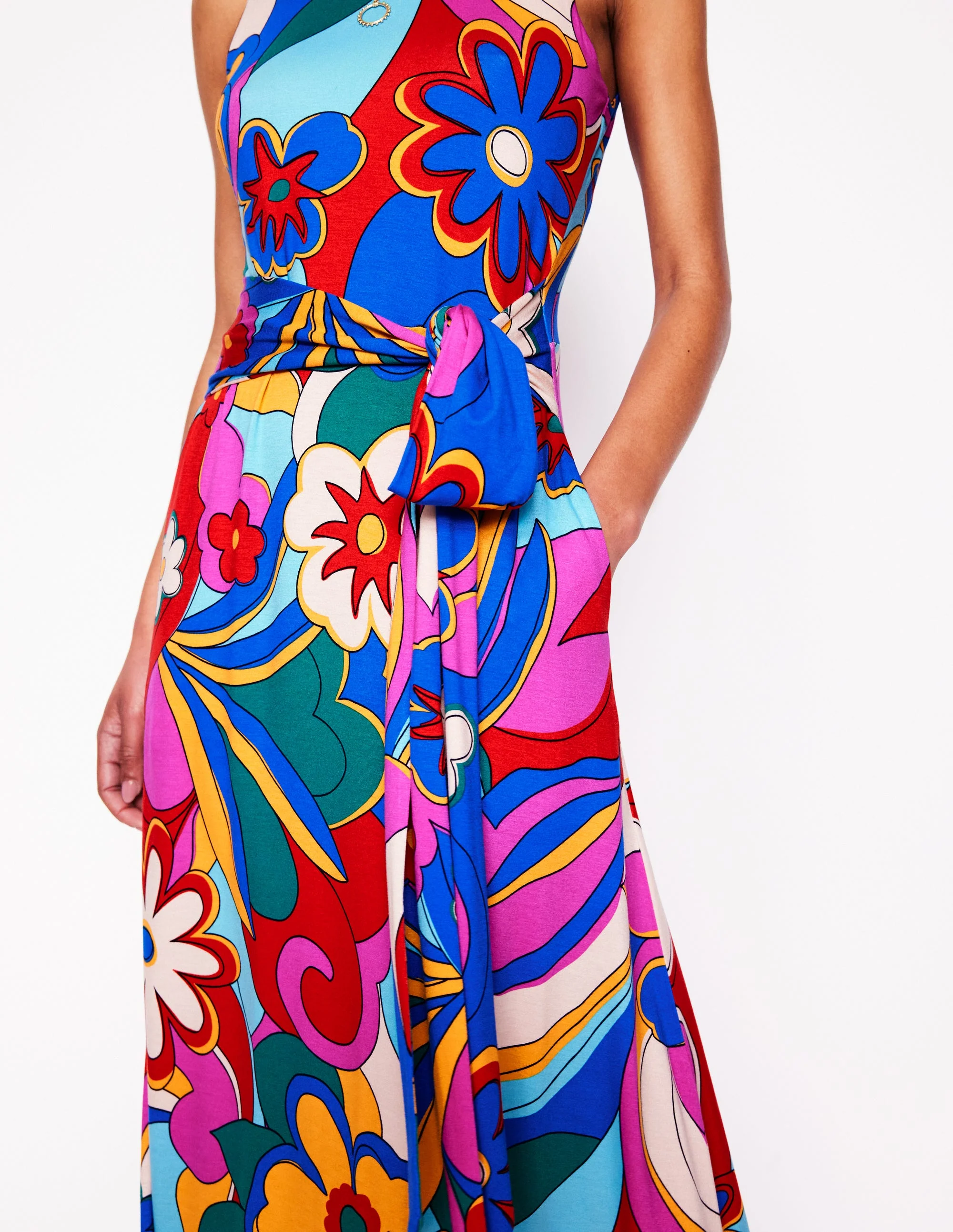 Grown On Tie Trapeze Dress-Multi, Blossomy Pop - Image 3