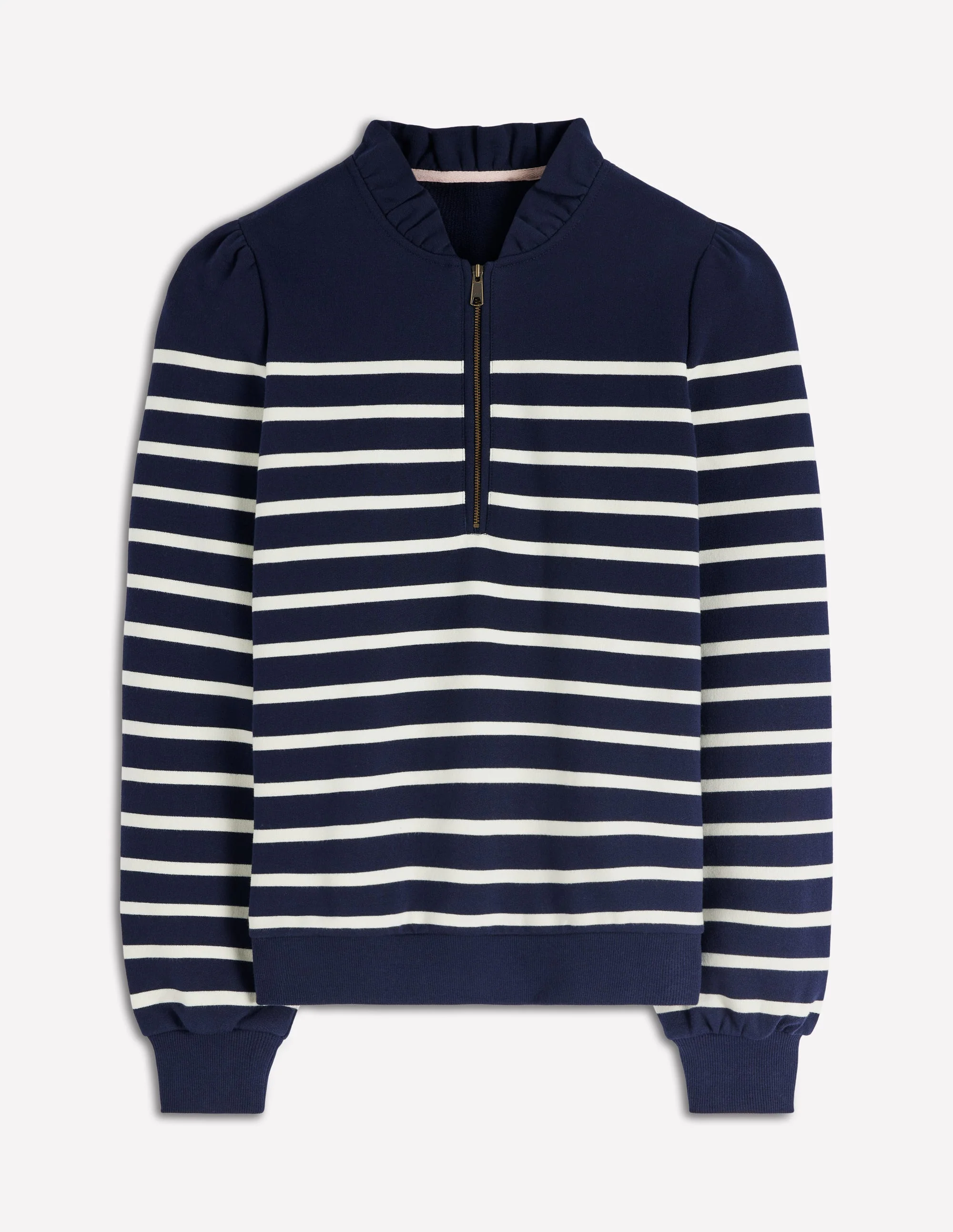 Half-Zip Frill Sweatshirt-Placement Stripe - Image 7