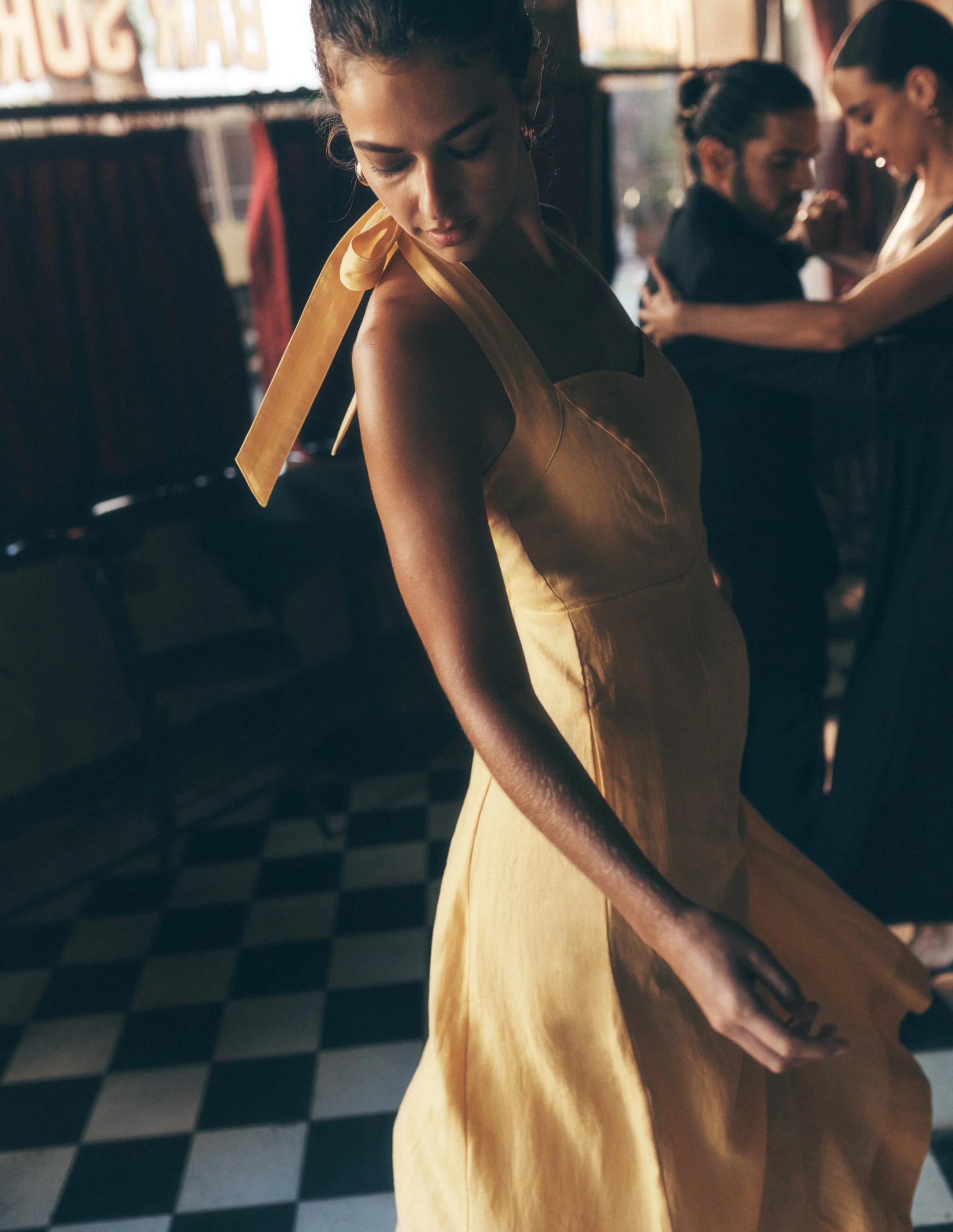 Halter Linen Dress-Buttermilk Yellow - Image 5