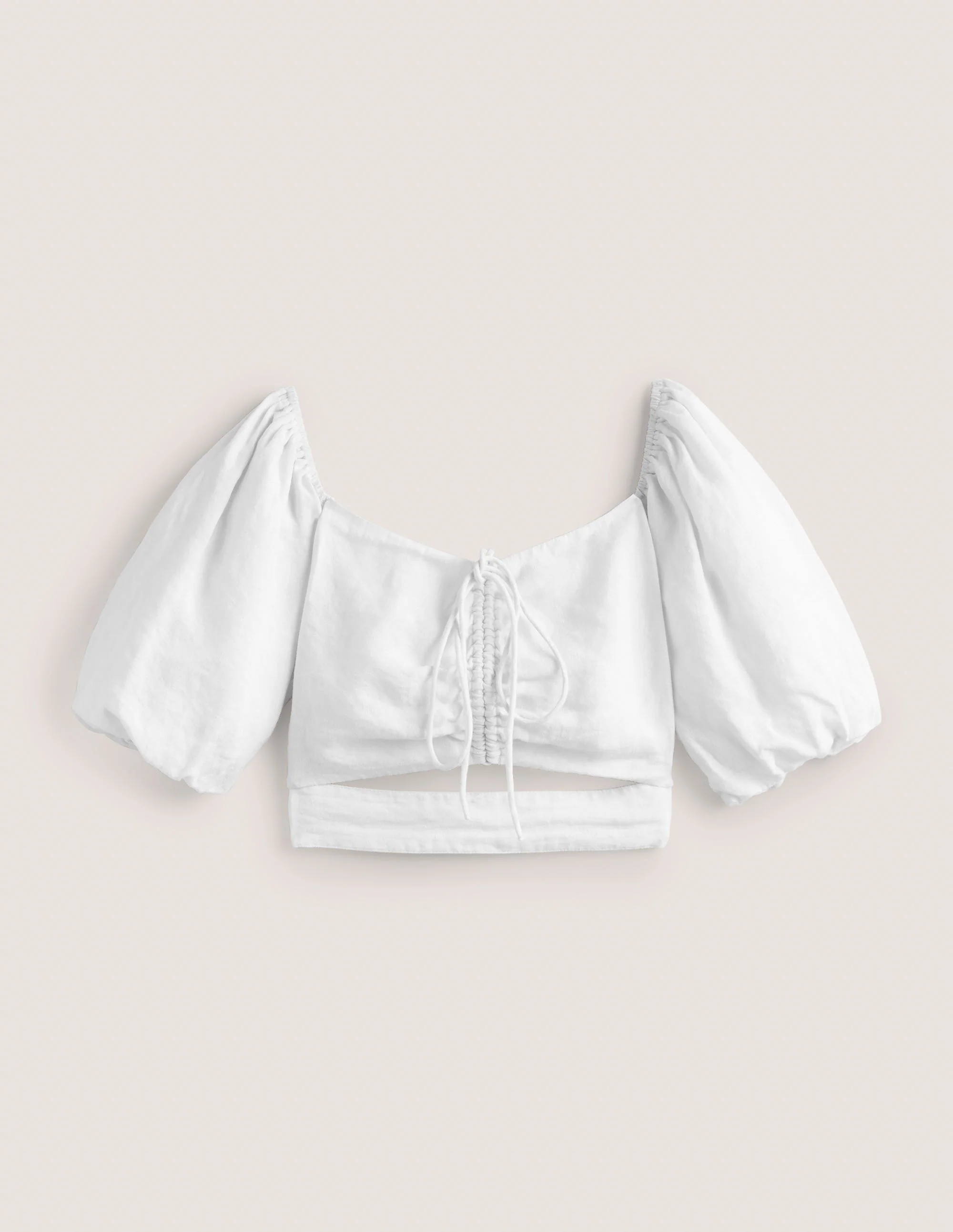 Halterneck Cut Out Crop Top-White - Image 5