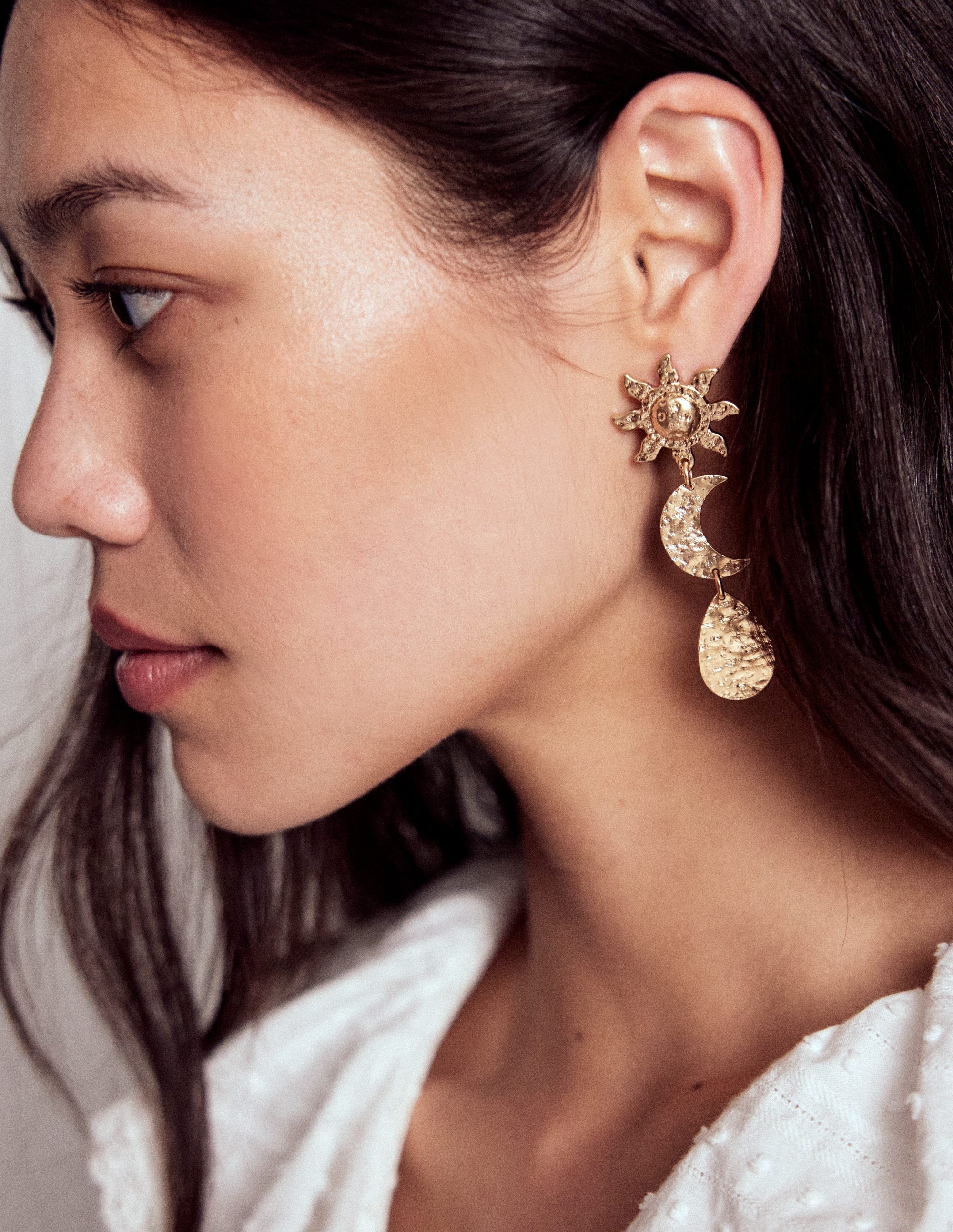 Hammered Motif Earrings-Gold Colour - Image 2