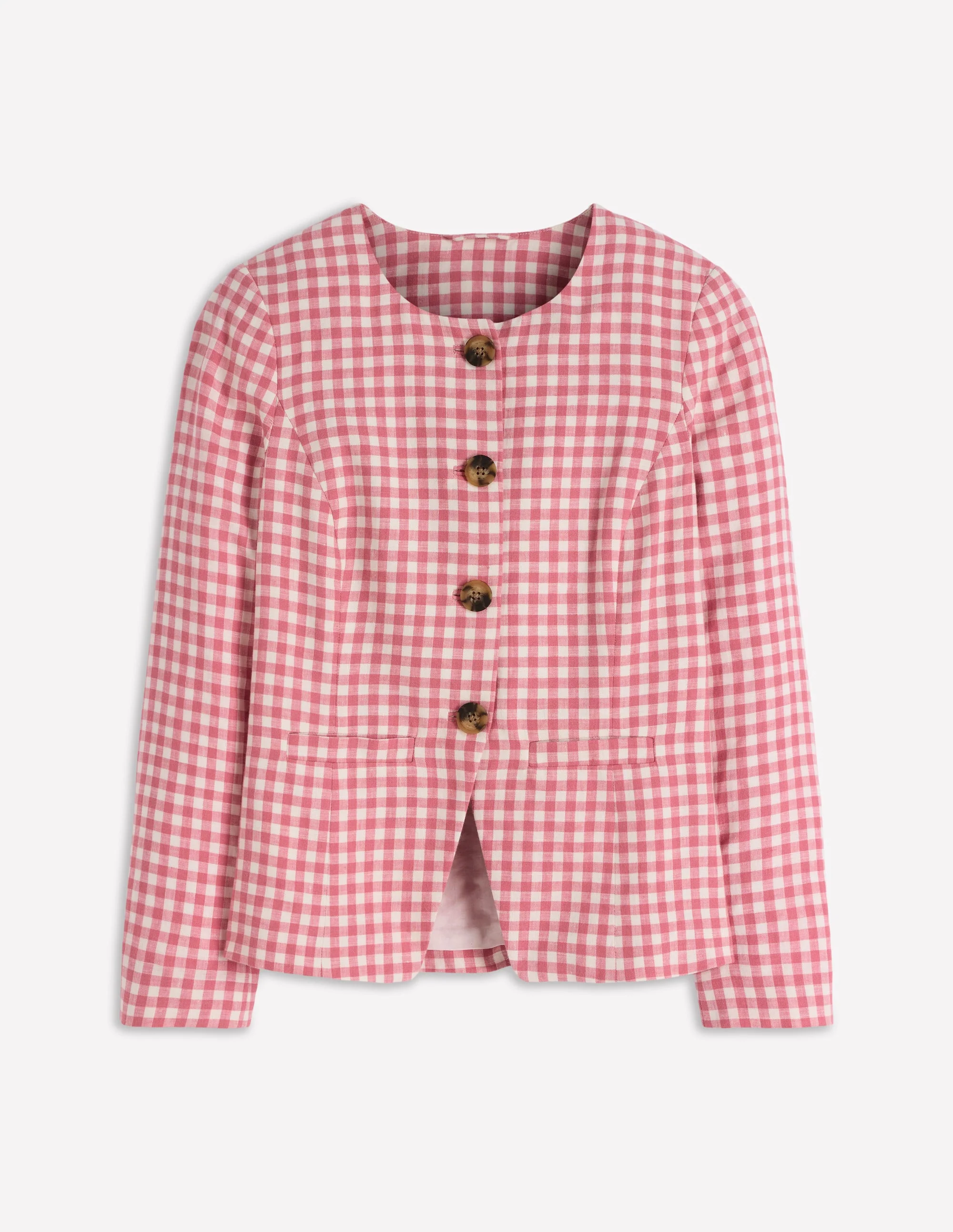 Hampstead Linen Blazer-Vintage Rose Gingham - Image 7