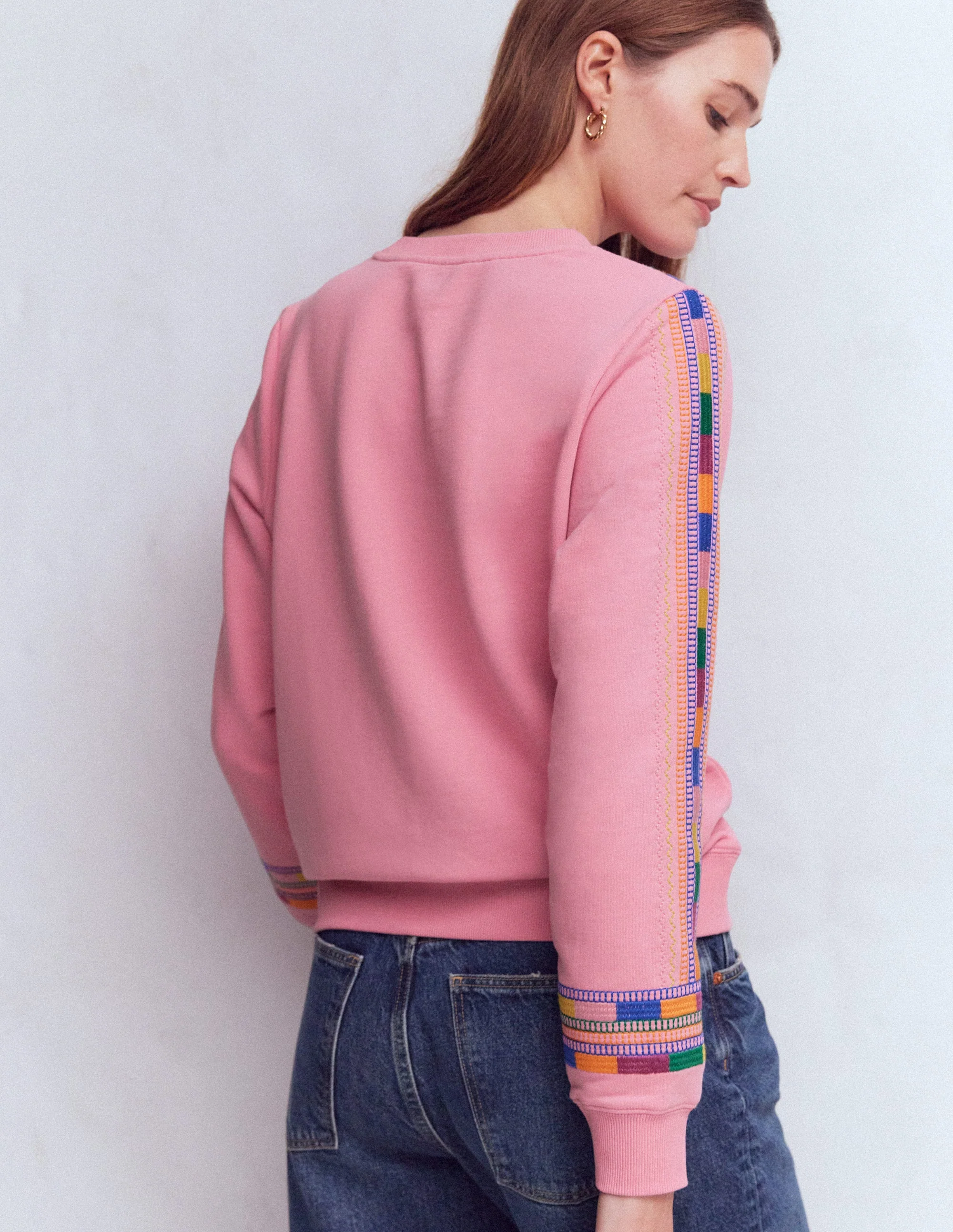 Hannah Embroidered Sweatshirt-Orchid Pink Embroidery - Image 3
