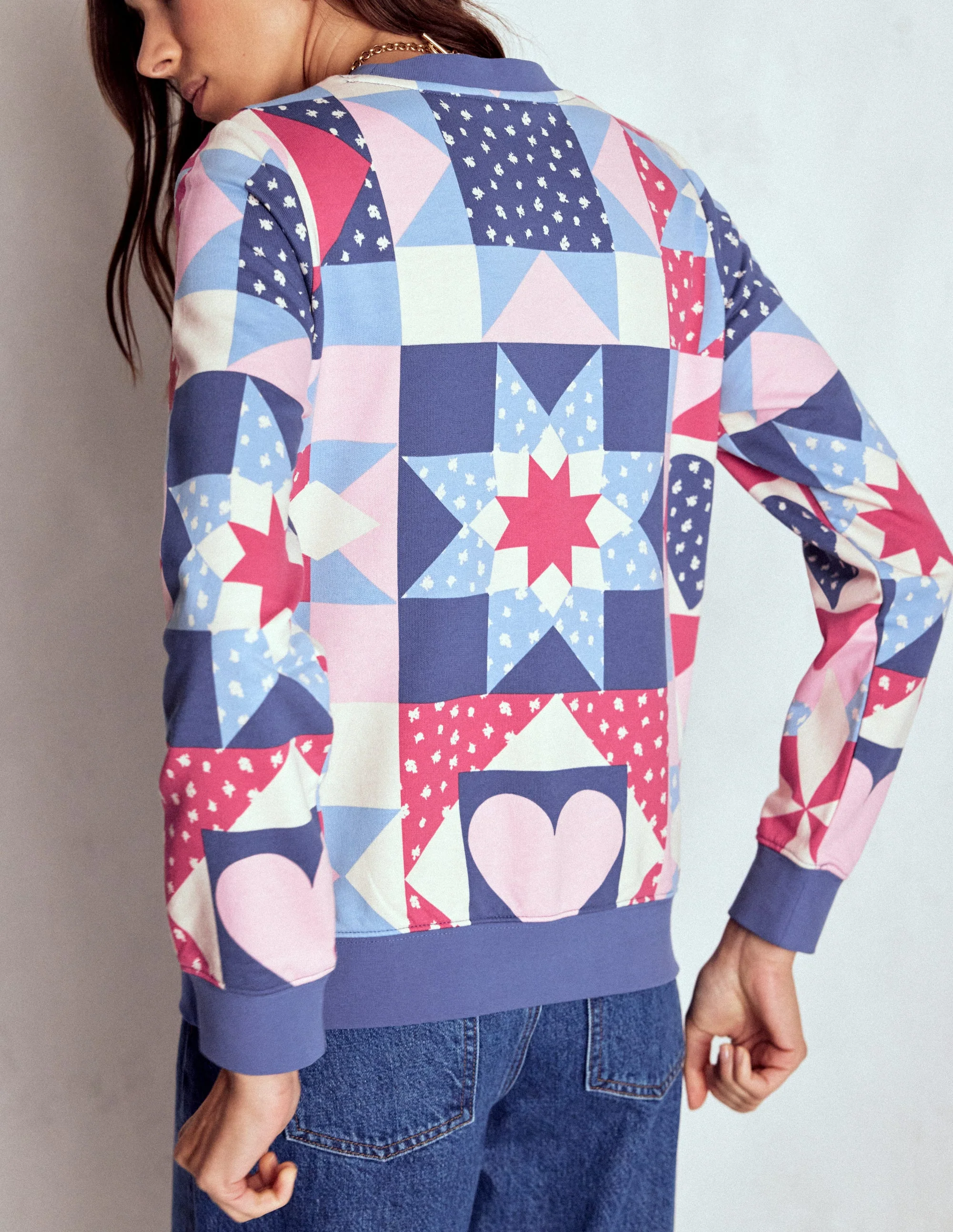 Hannah Printed Sweatshirt-Multi, Heart Patchwork - Image 3