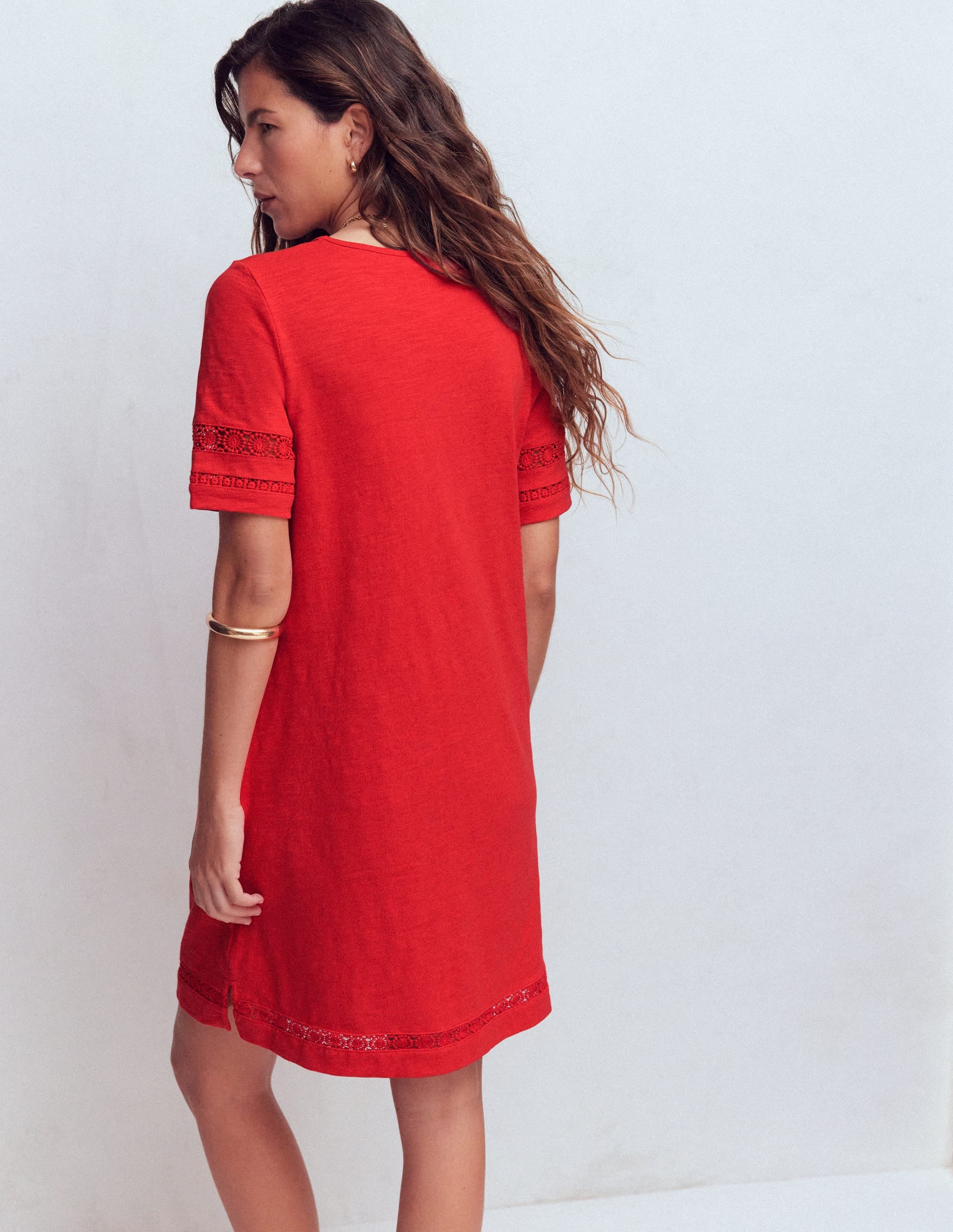 Hattie Jersey T-shirt Dress-Red Coral - Image 3