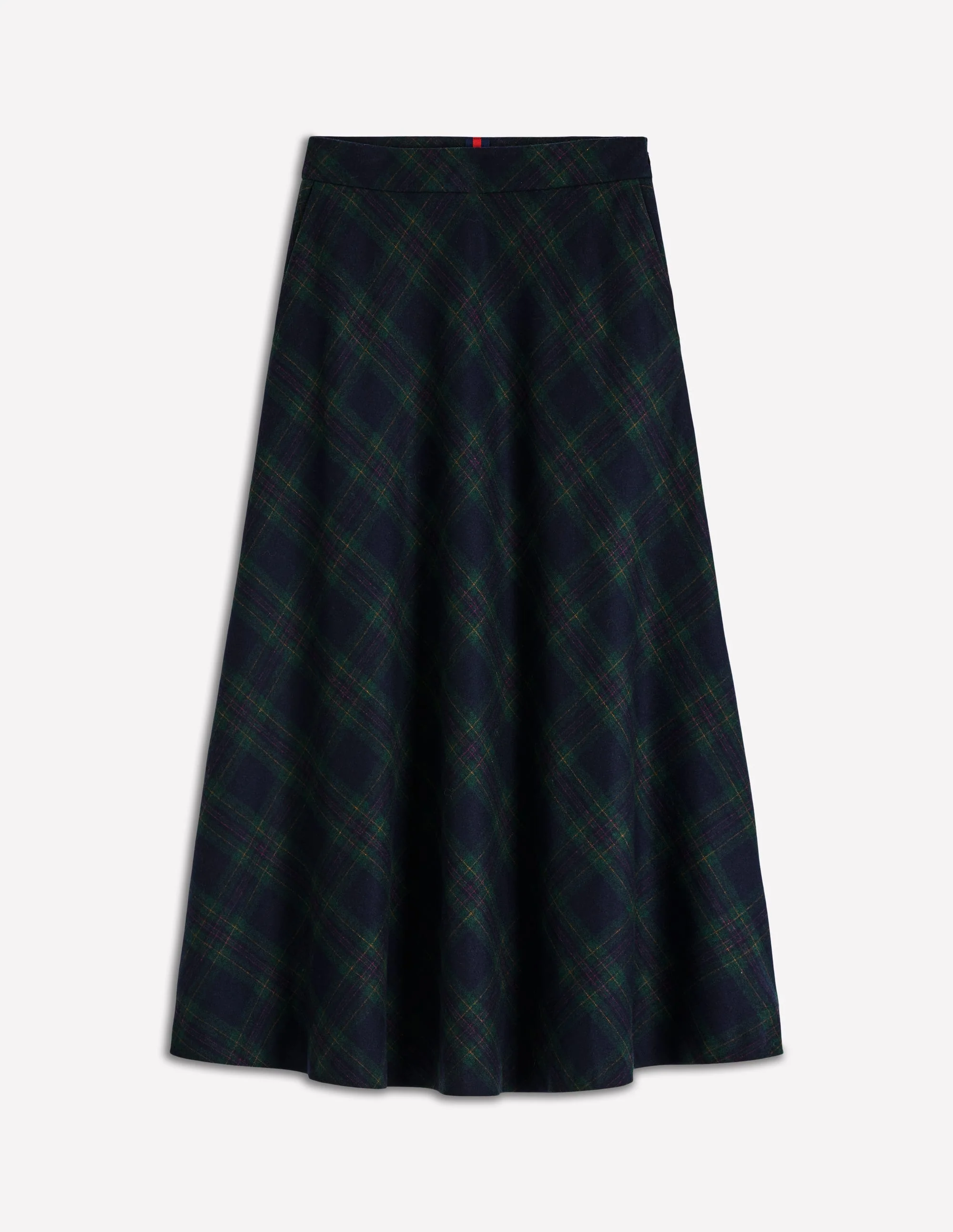 Hayley Wool Midi Skirt-Navy and Green Tonal Check - Image 6