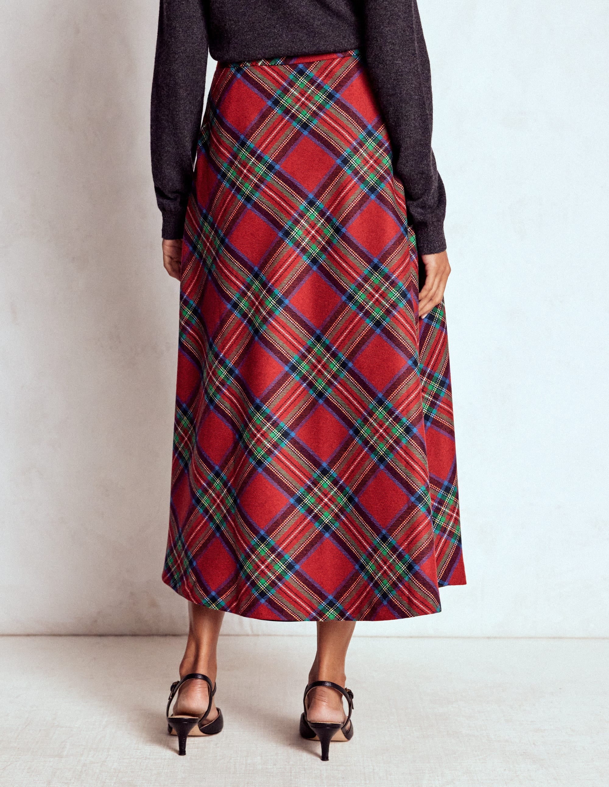 Hayley Wool Midi Skirt-Red, Blue and Green Check - Image 3