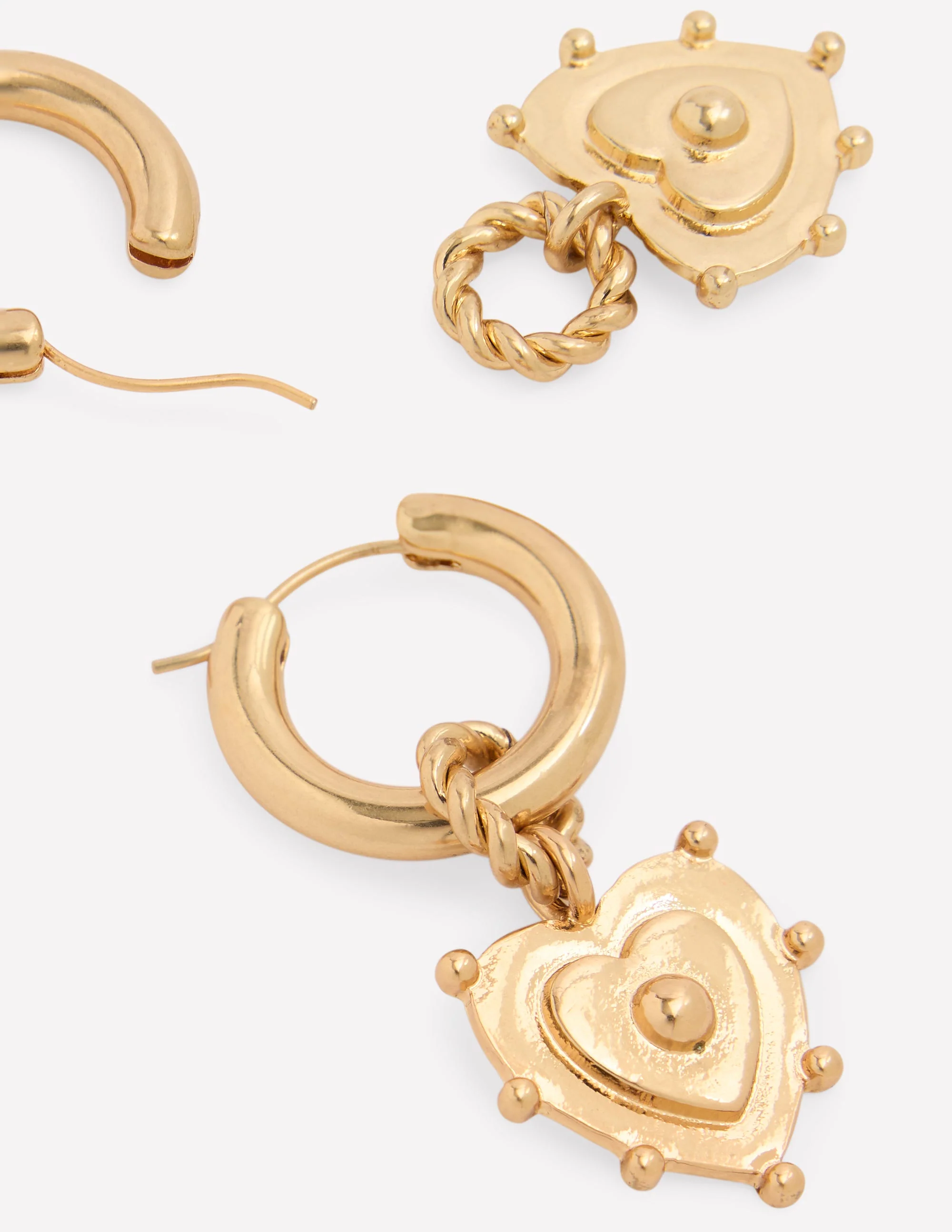 Heart Charm Earrings-Gold Colour - Image 4