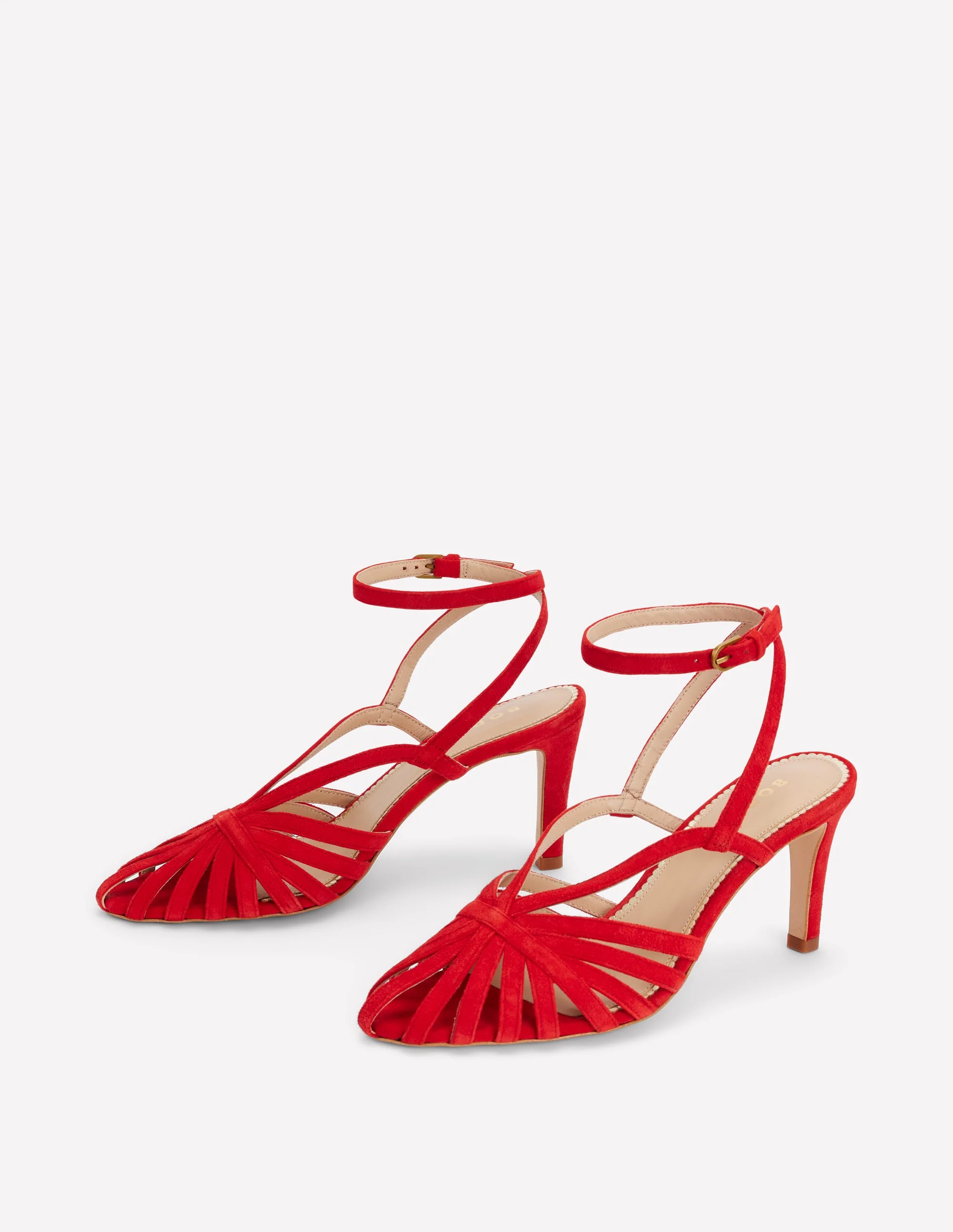 Heeled Cage Sandals-Post Box Red - Image 3