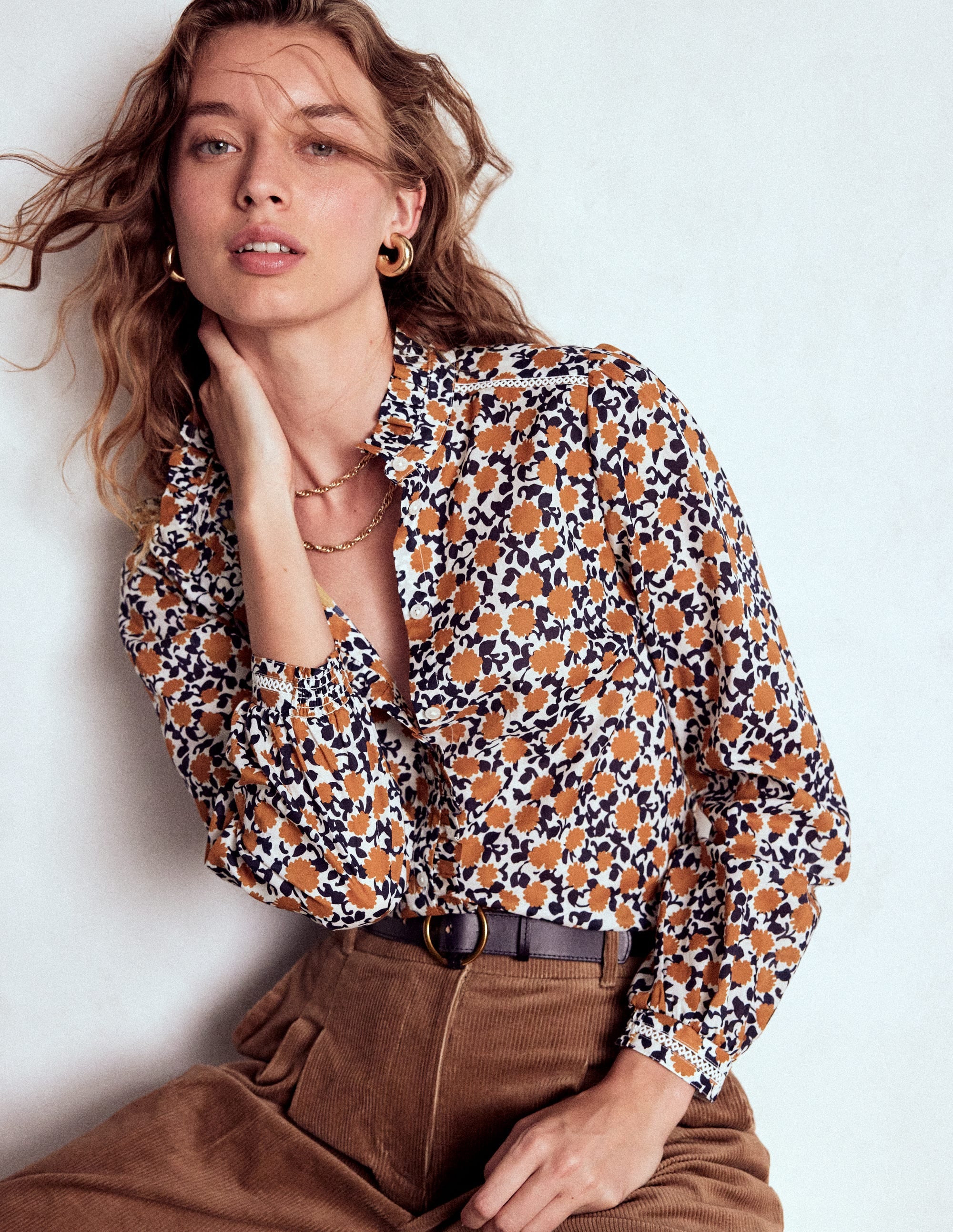 Helena Cotton Top-Cognac, Floweret Vine