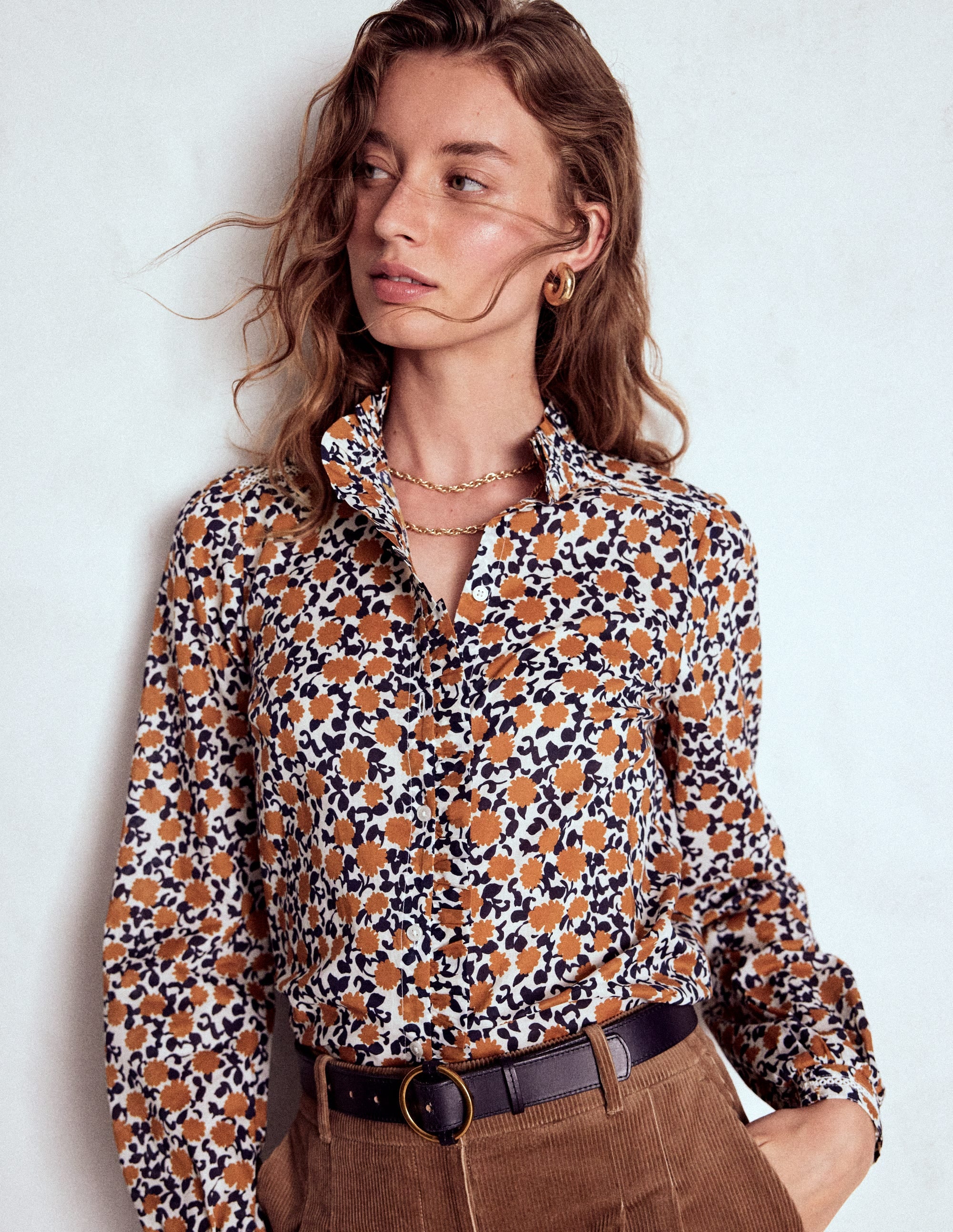 Helena Cotton Top-Cognac, Floweret Vine - Image 2