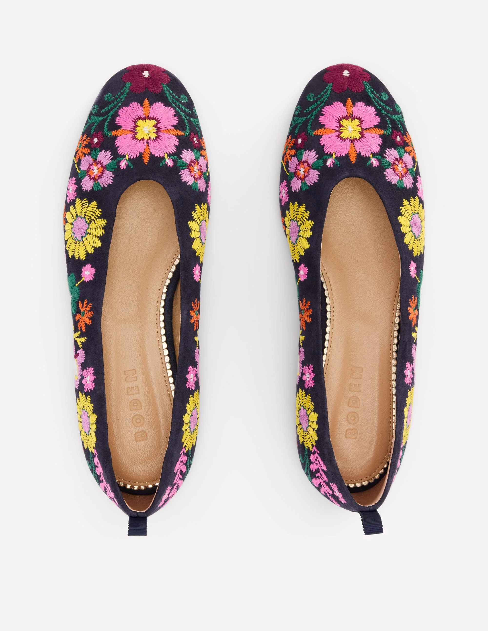 High Cut Ballet Flats-Navy/Embroidery - Image 6