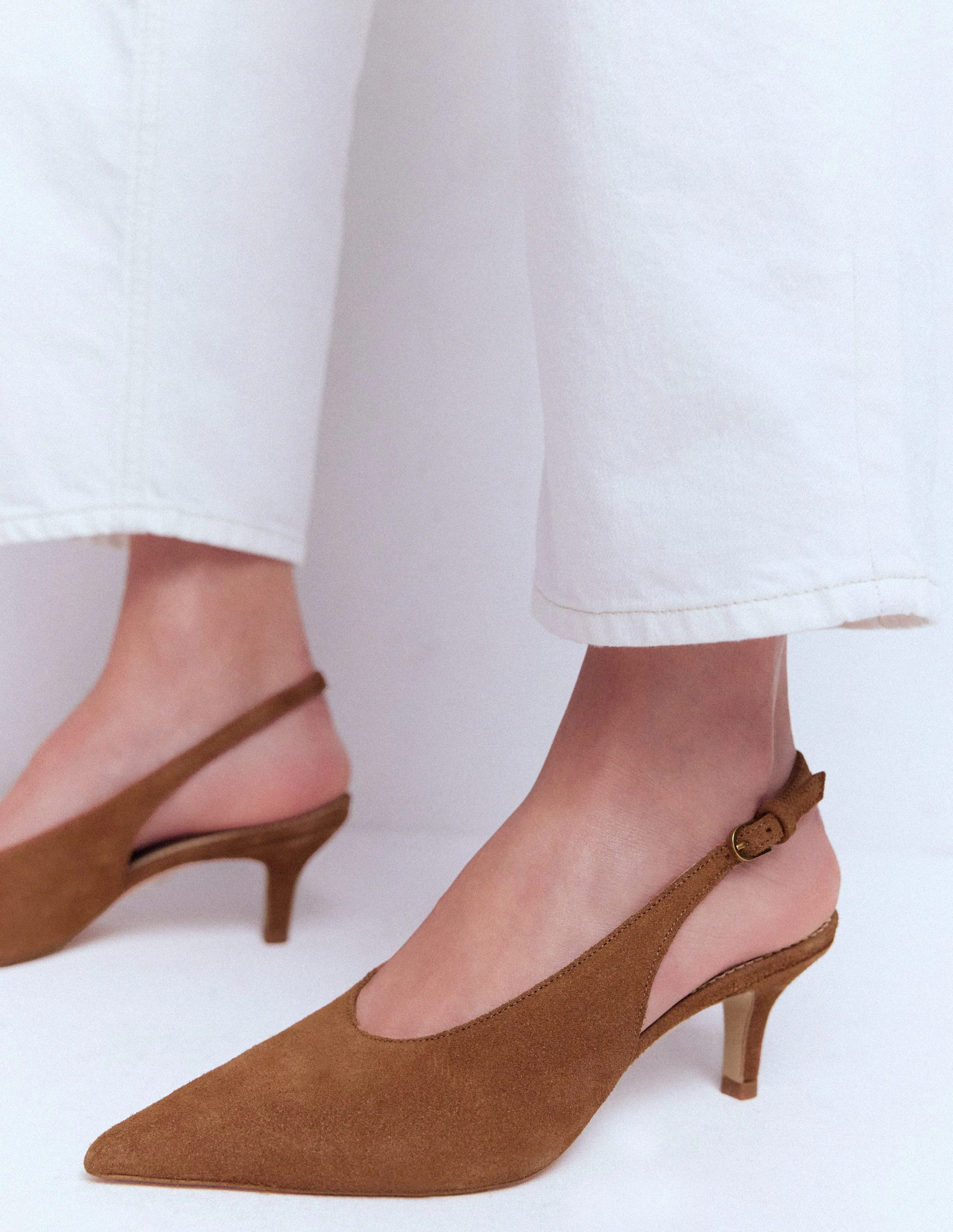 High Cut Slingback Court-Tan - Image 2