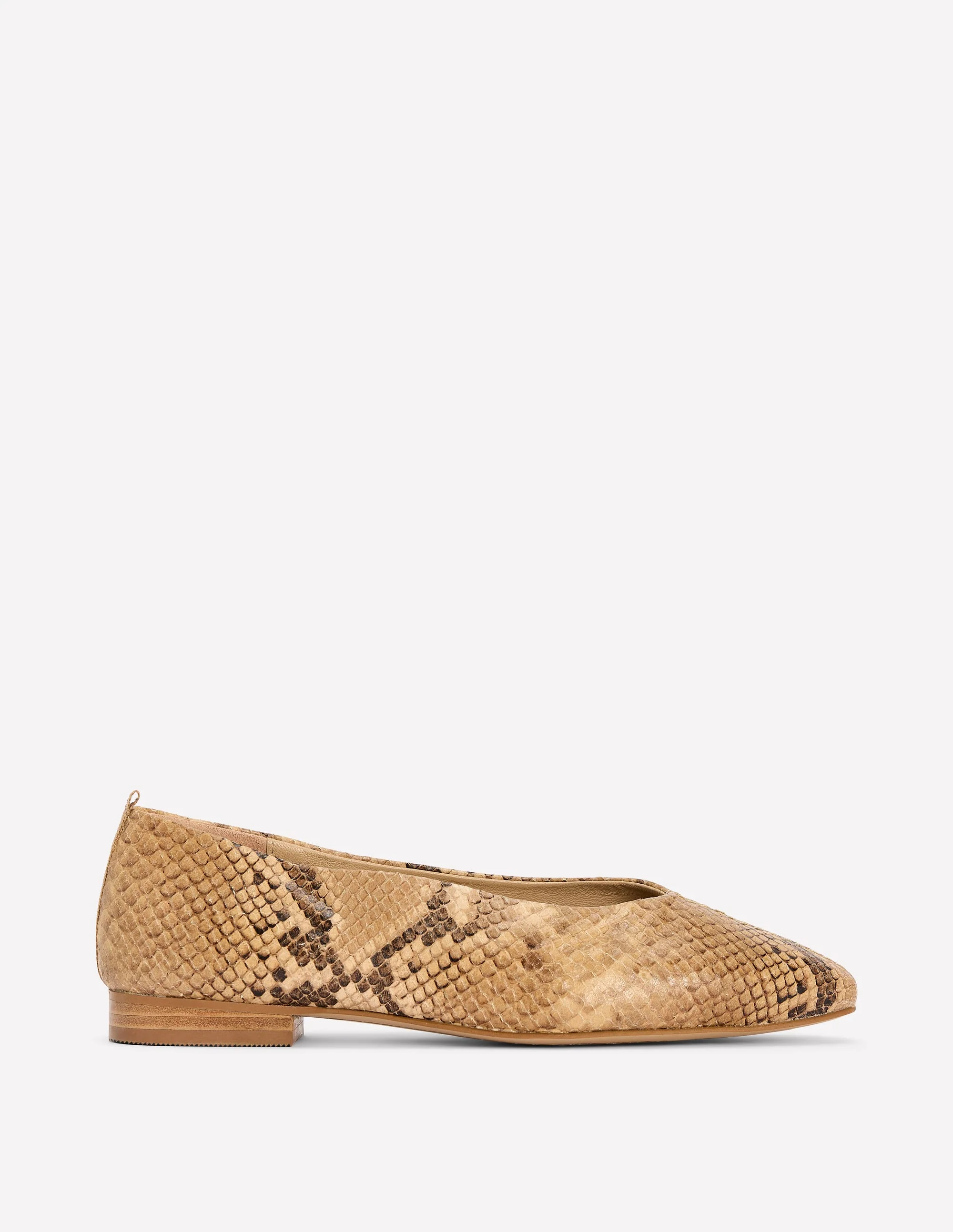 High Cut Stitch Detail Flats-Neutral - Image 3