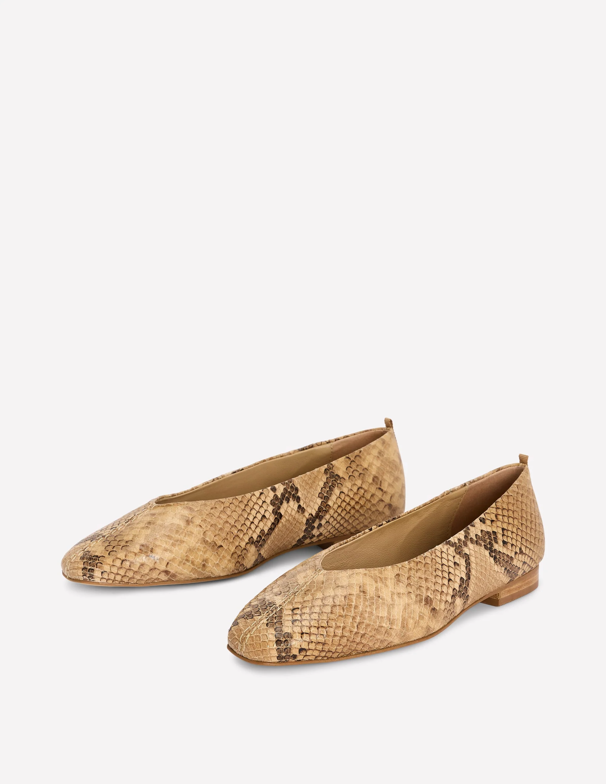 High Cut Stitch Detail Flats-Neutral - Image 4