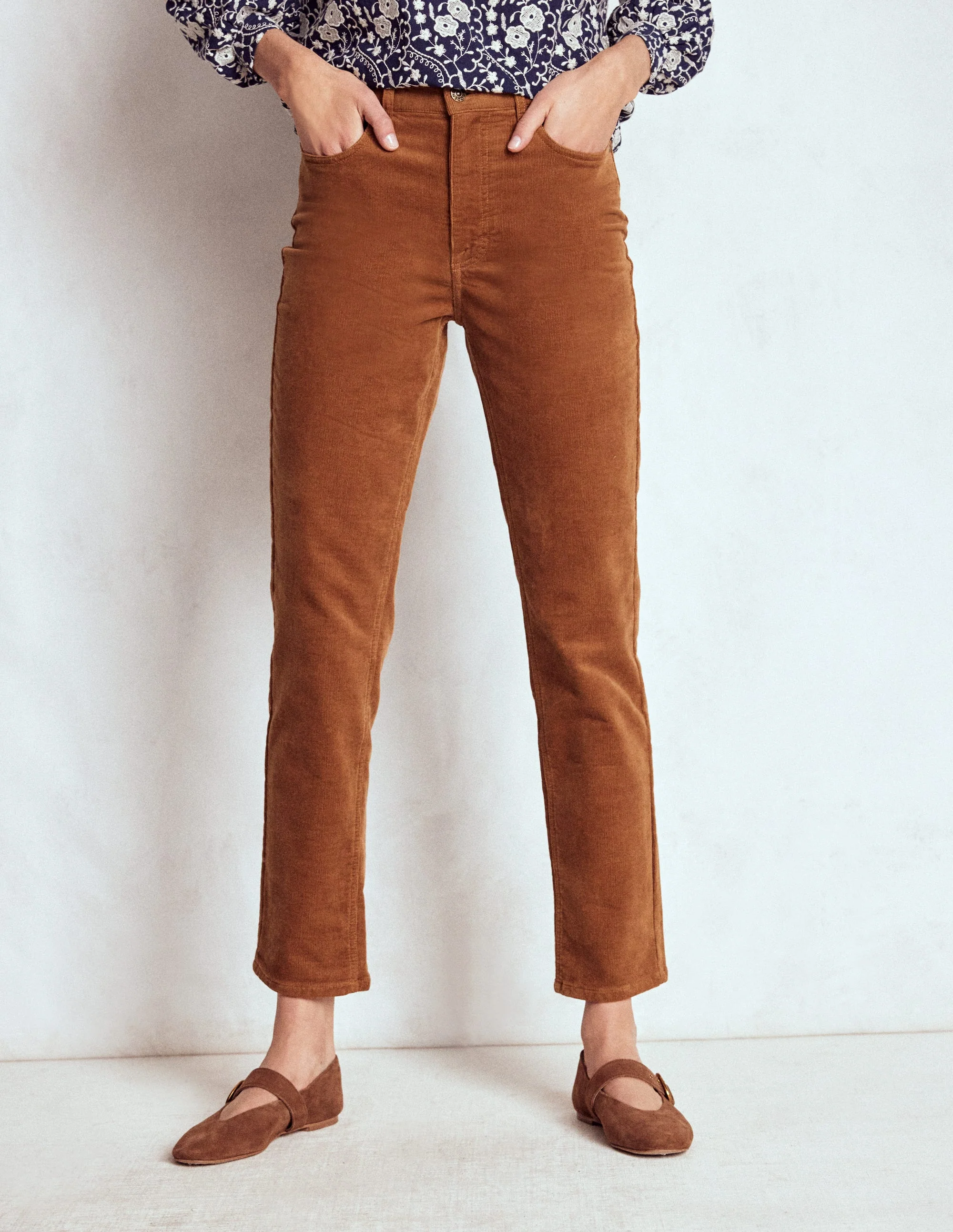 High Rise Cord Slim Jeans-Ginger - Image 4