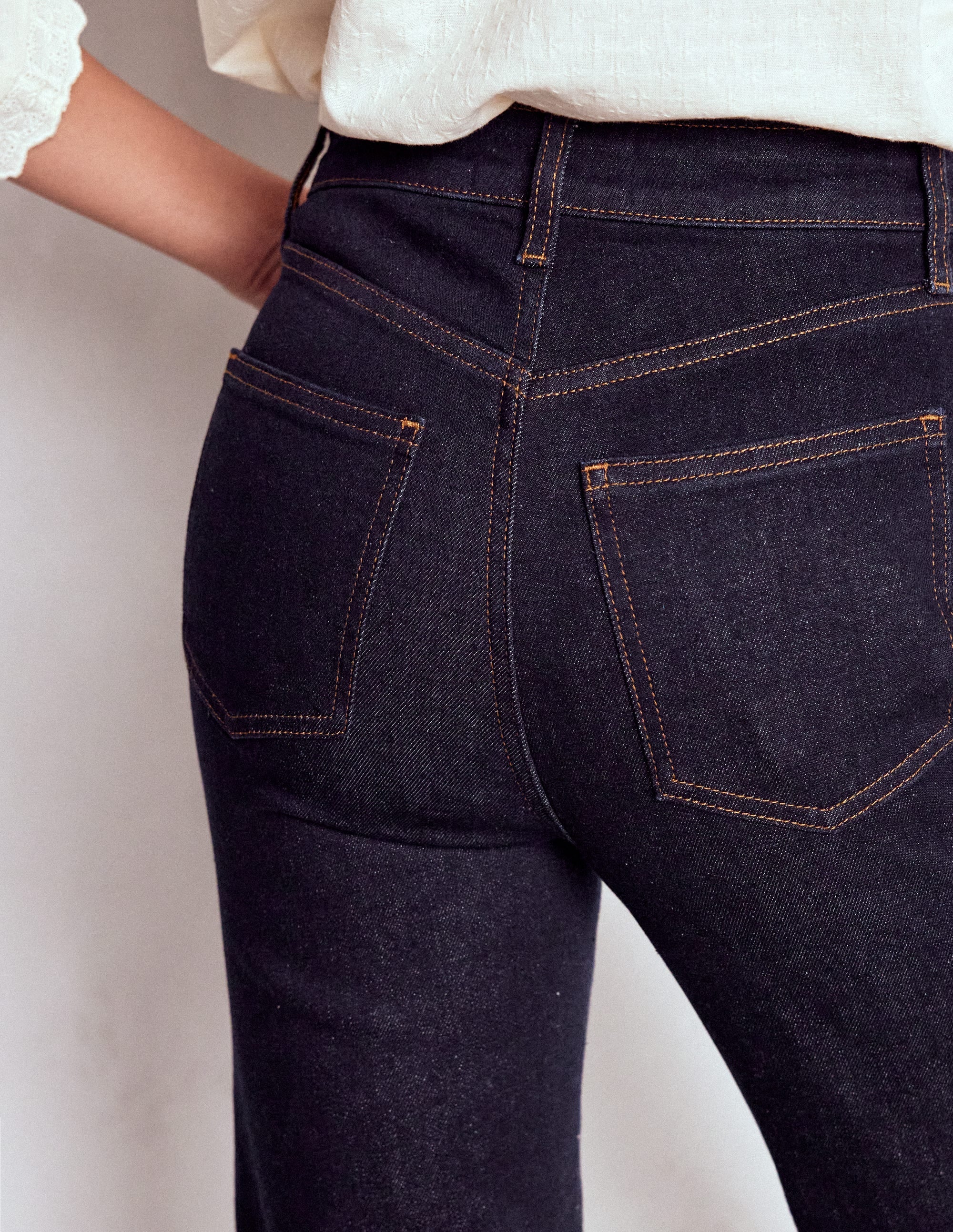 High Rise Fitted Flare Jeans-Indigo - Image 4