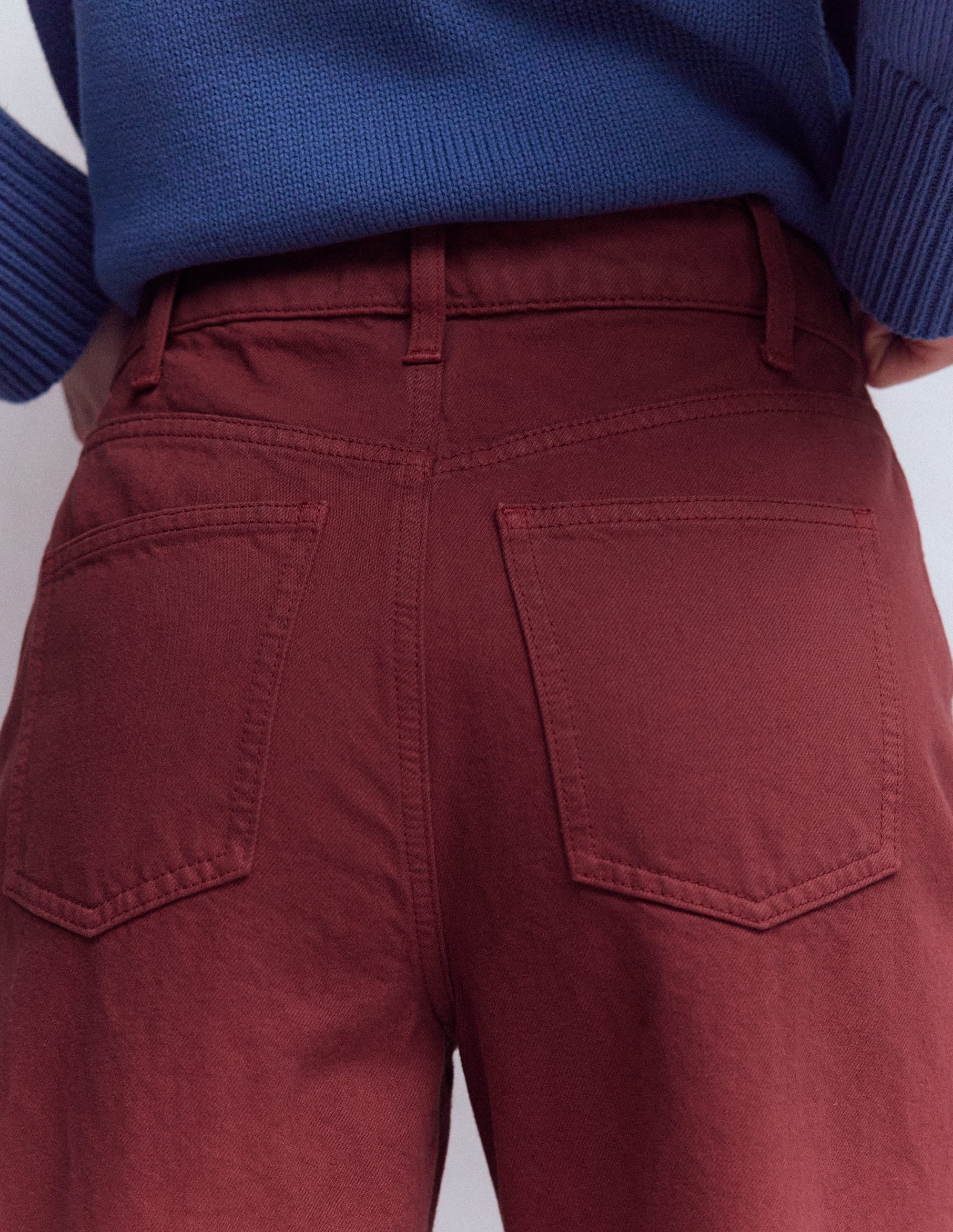 High Rise Pleat Wide Leg Jeans-Burnt Orange - Image 2