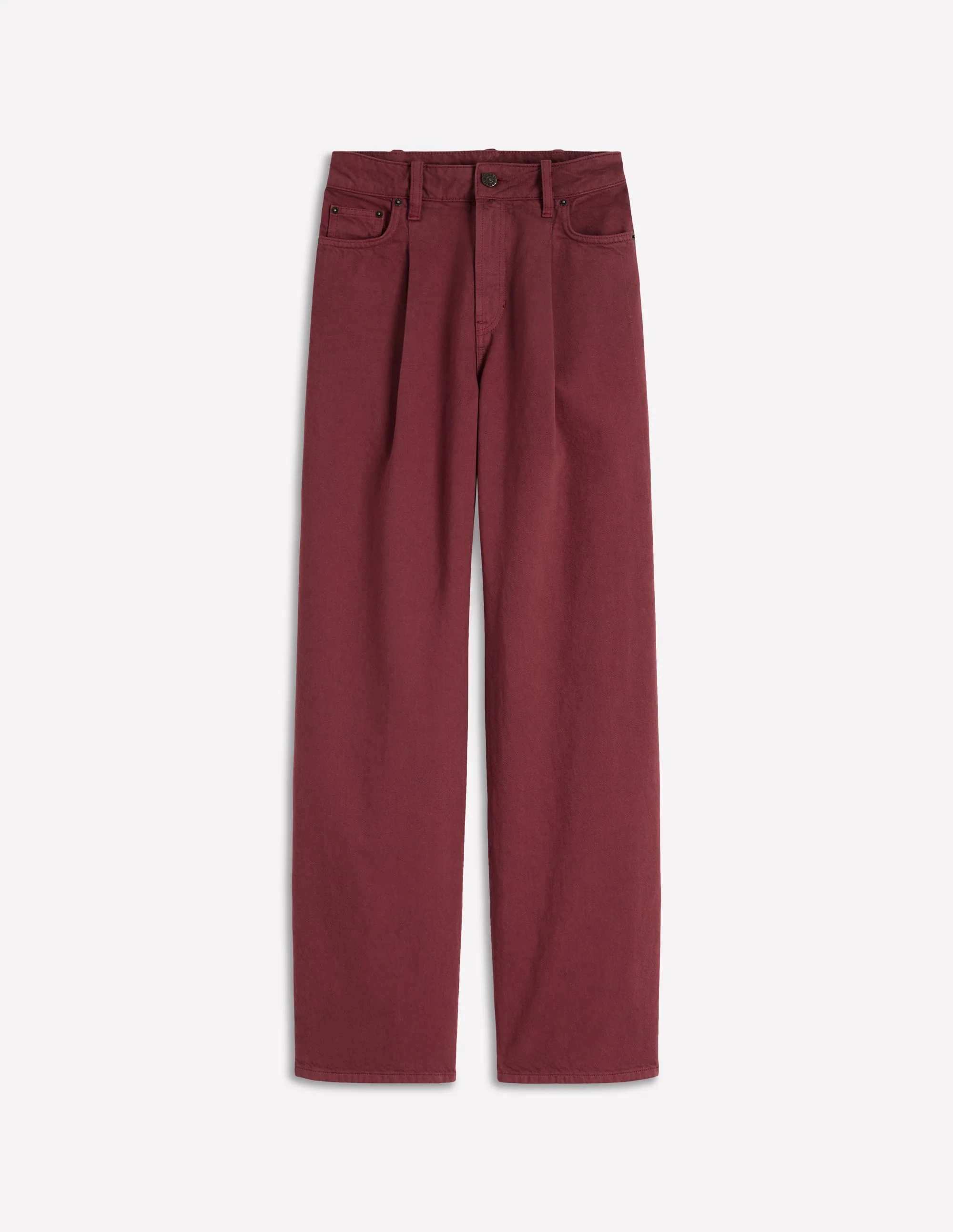 High Rise Pleat Wide Leg Jeans-Burnt Orange - Image 6