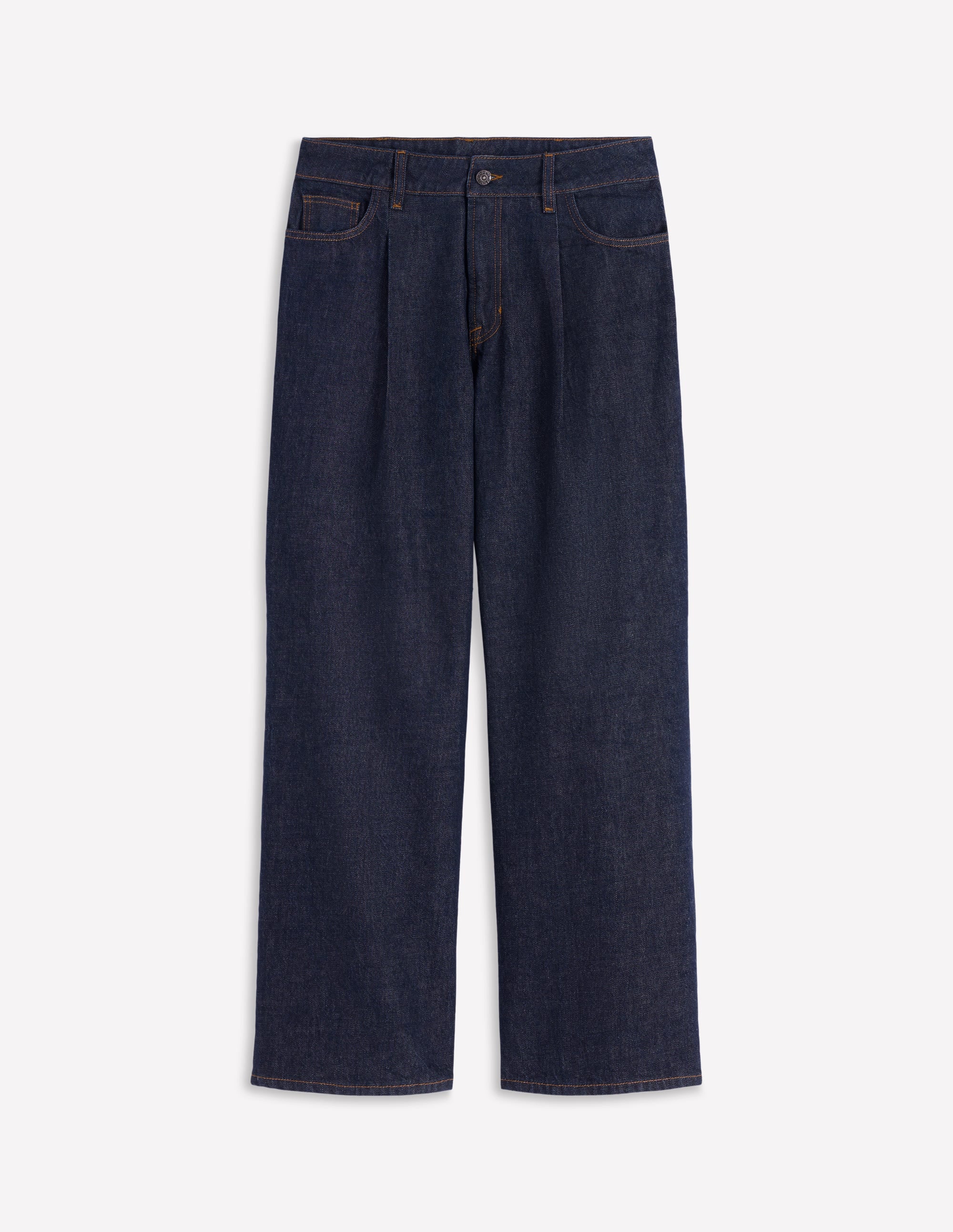 High Rise Pleat Wide Leg Jeans-Indigo Rinse - Image 6