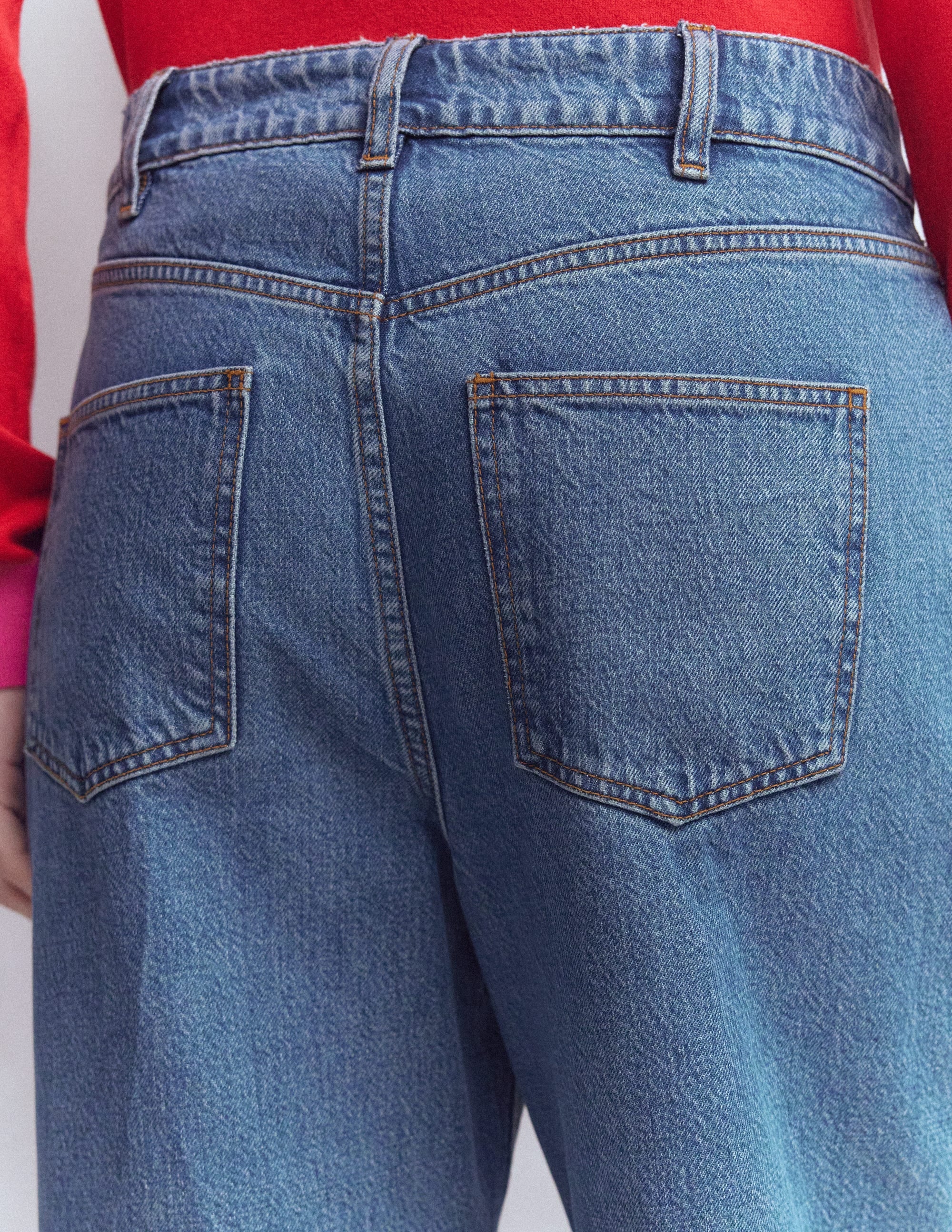 High Rise Pleat Wide Leg Jeans-Mid Vintage - Image 5