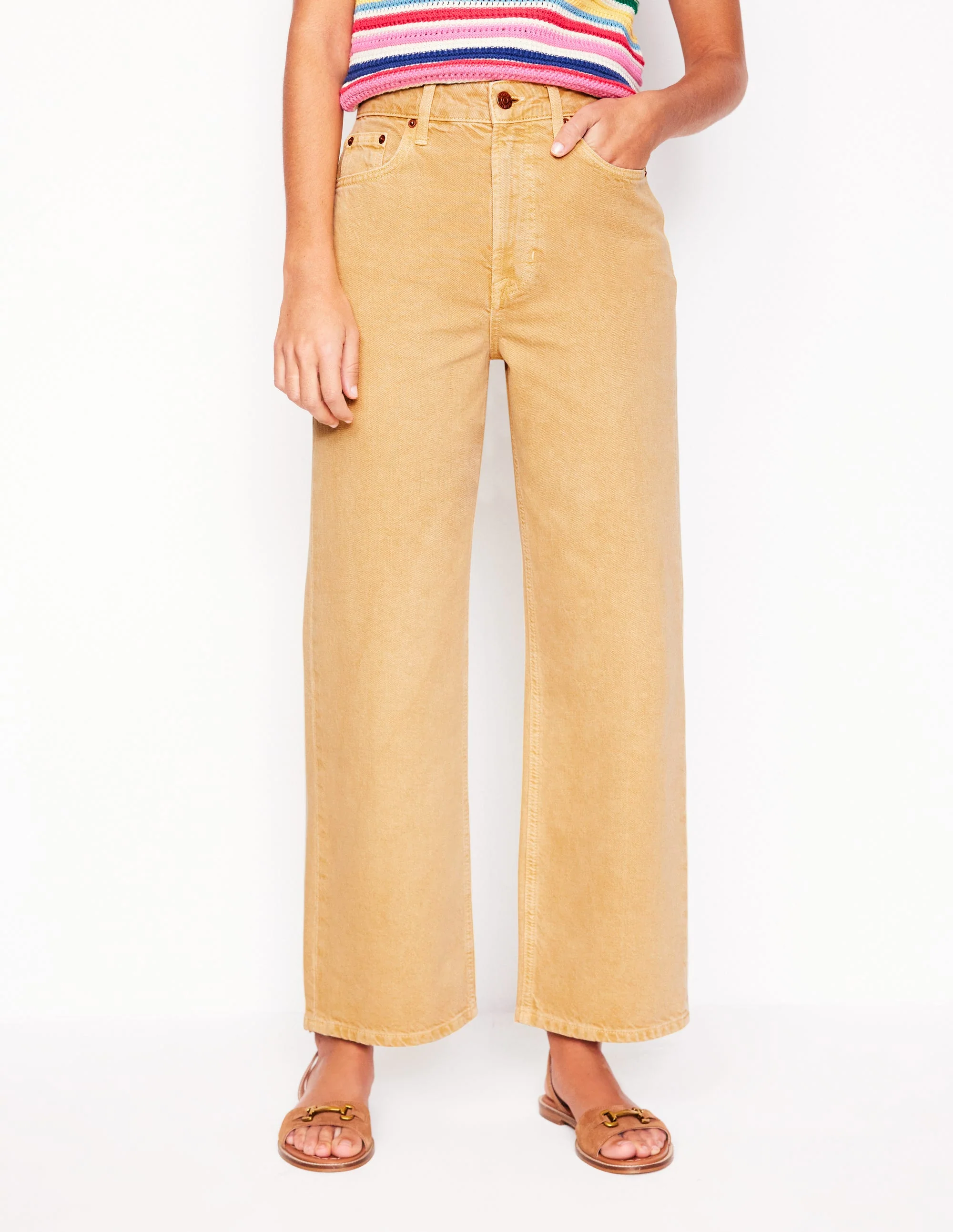 High Rise Straight Crop Jeans-Buttermilk Yellow - Image 5