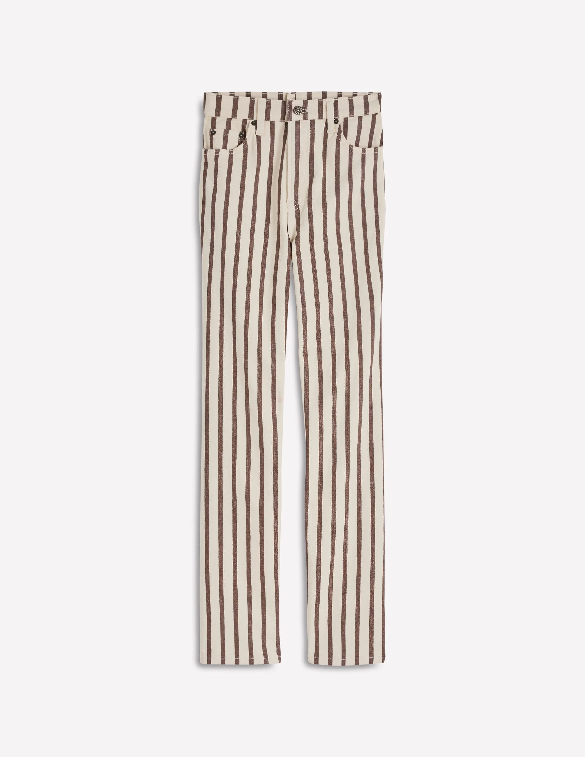 High Rise Straight Jeans-Brown Ecru Stripe - Image 7