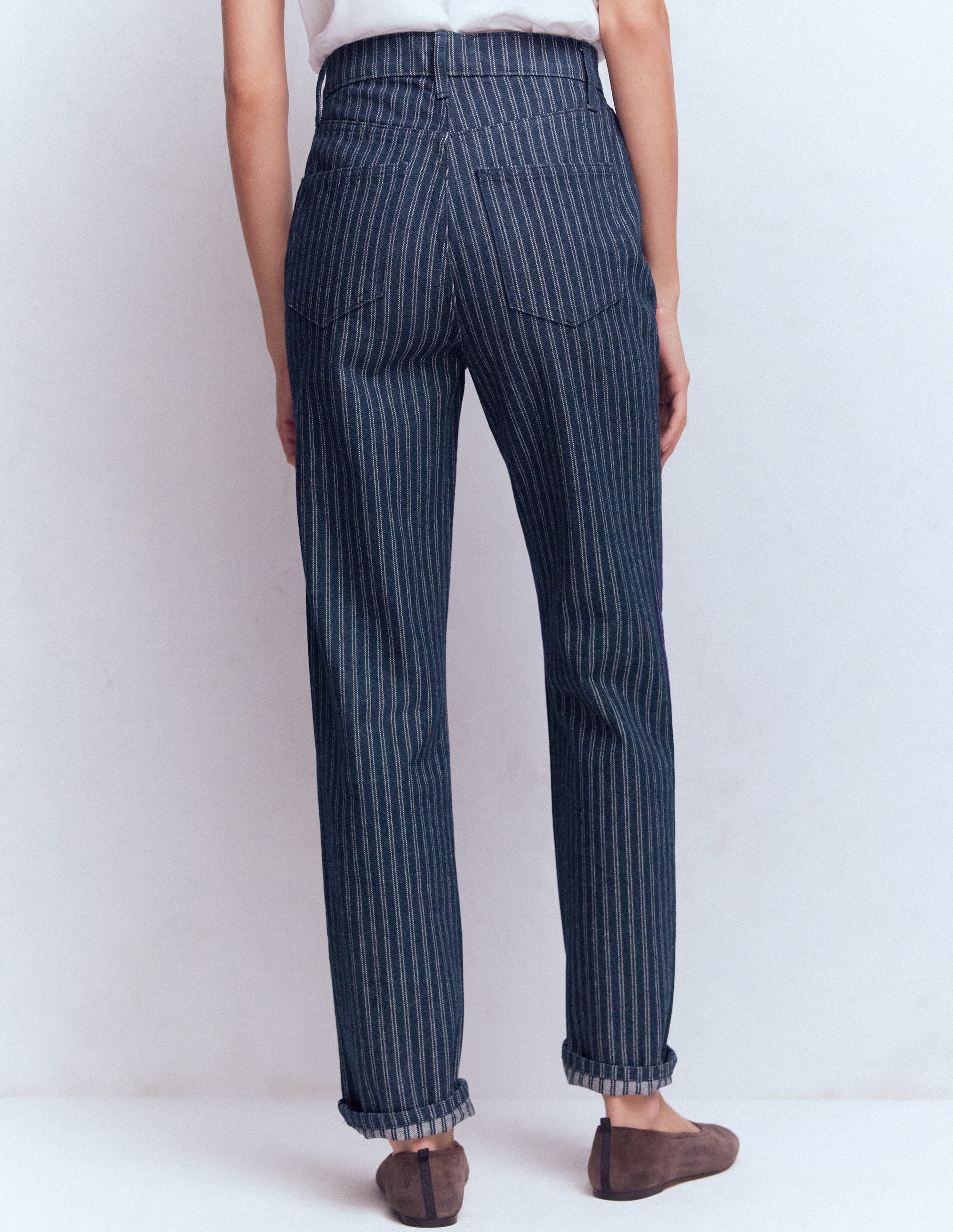 High Rise Straight Jeans-Denim Stripe - Image 3