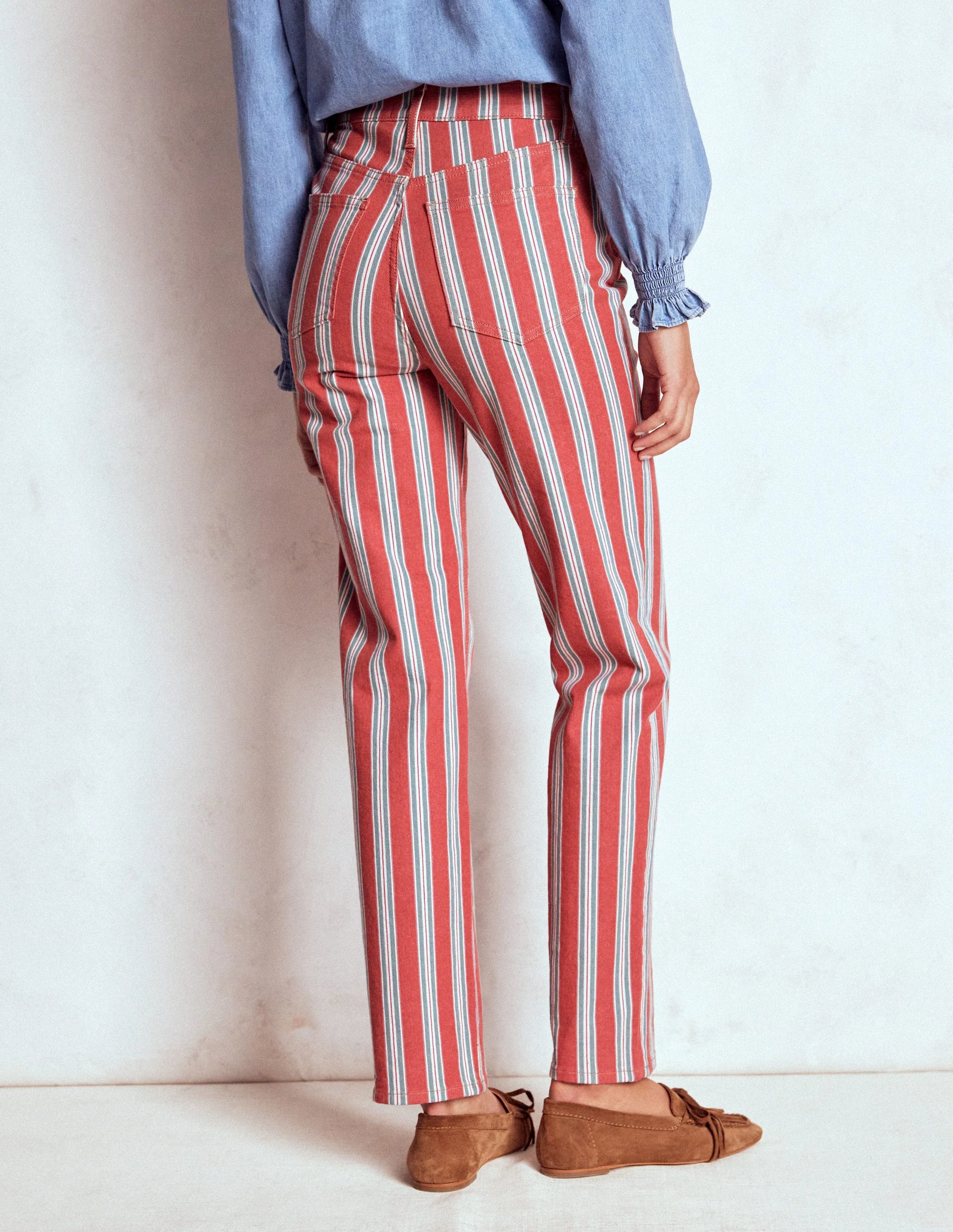High Rise Stripe Jeans-Red, Blue and Pink Stripe - Image 4