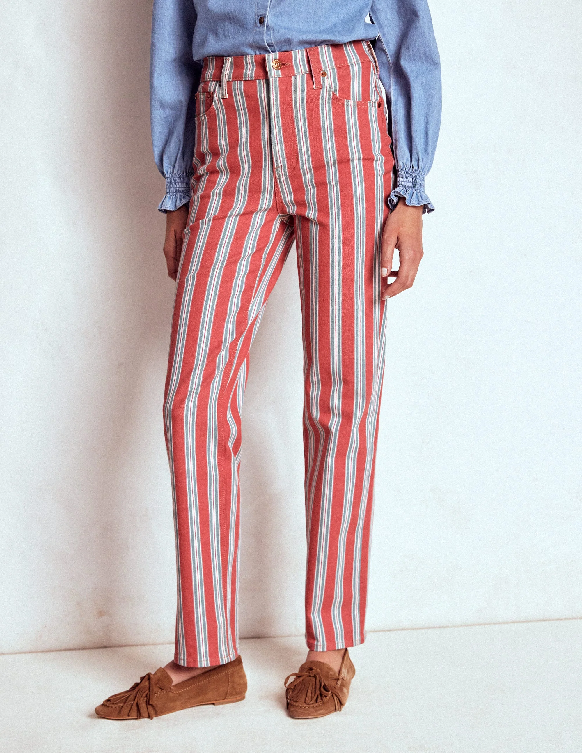 High Rise Stripe Jeans-Red, Blue and Pink Stripe - Image 5