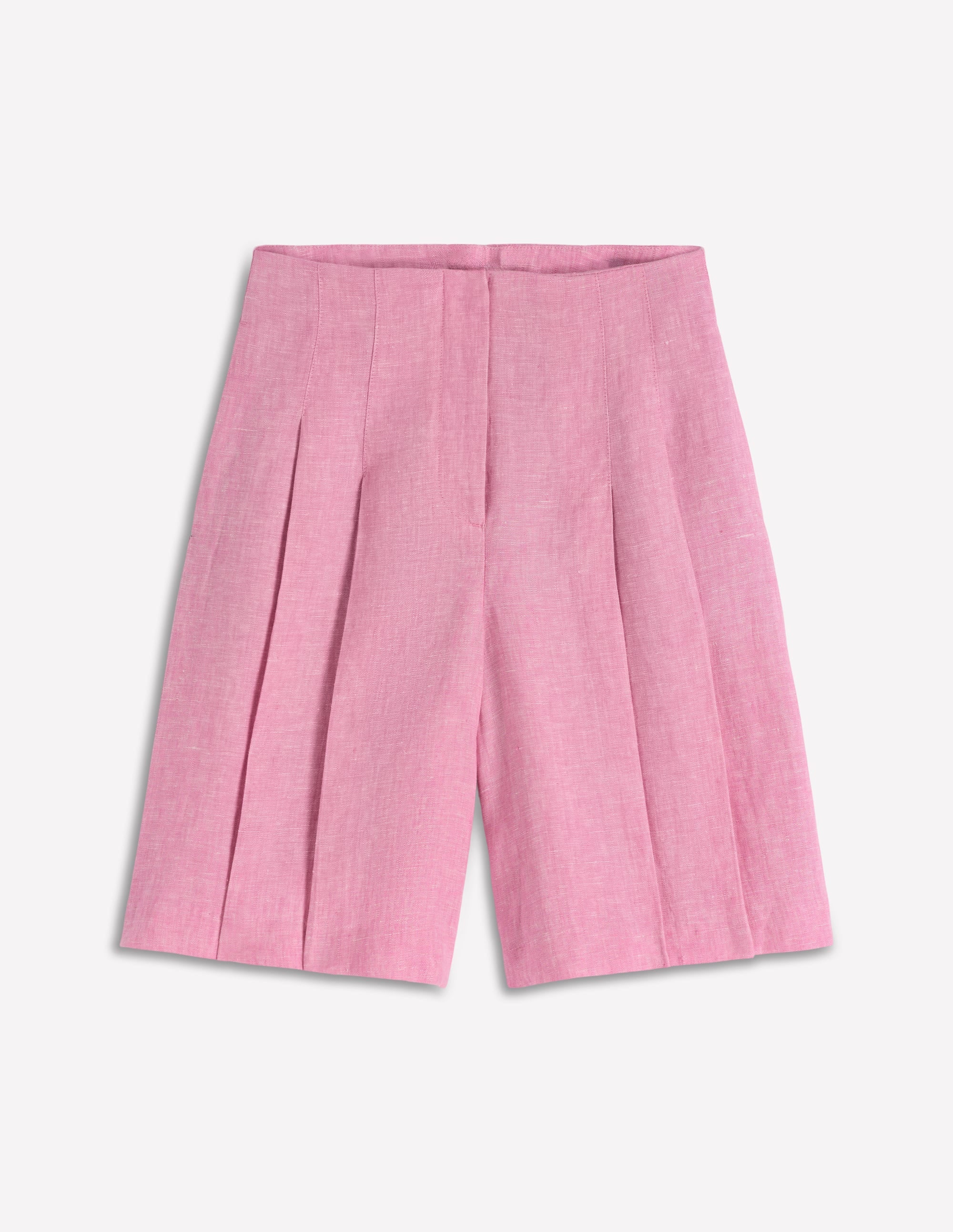 Highbury Pleated Linen Shorts-Meadowsweet Pink Chambray - Image 6
