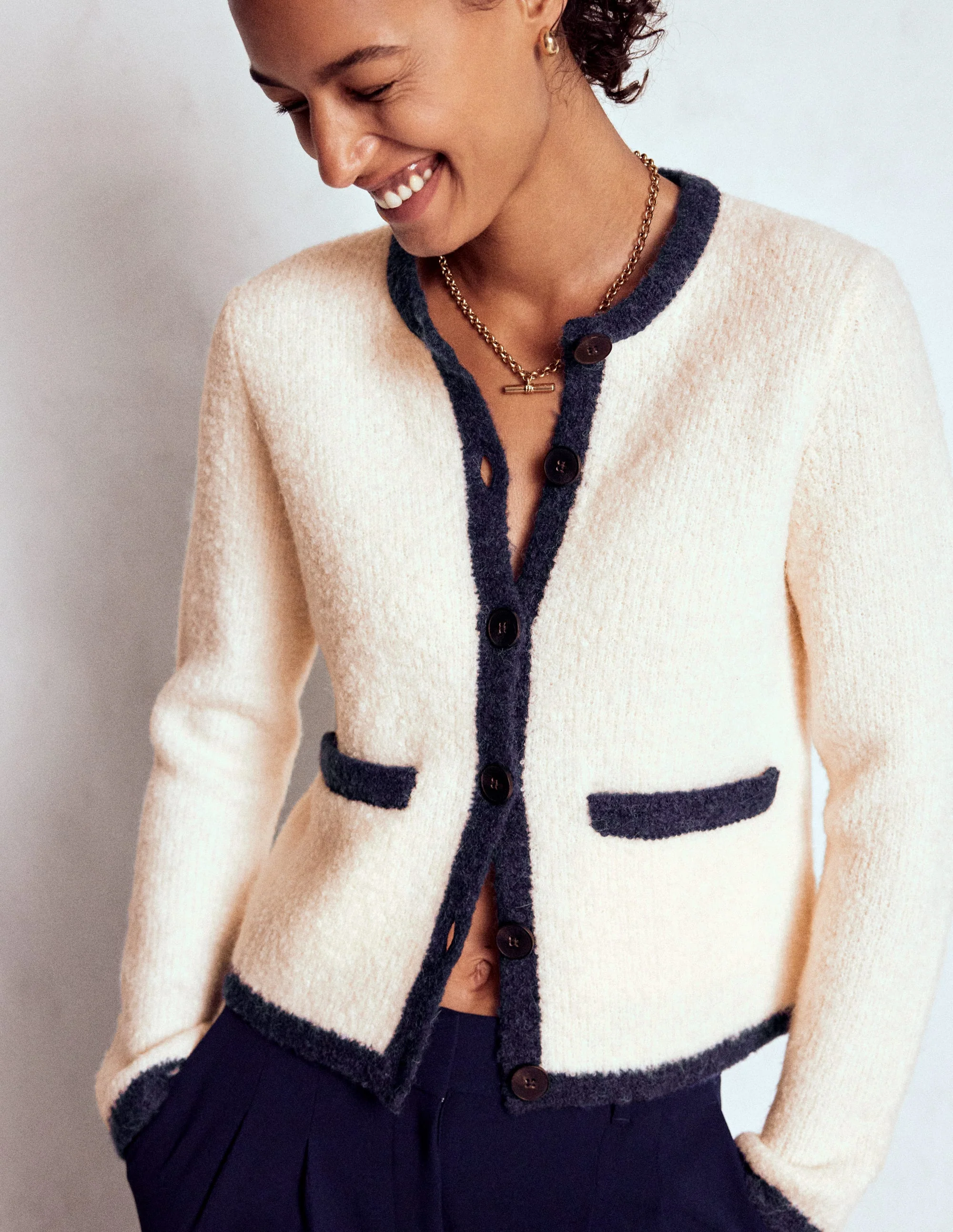 Holly Boucle Knitted Jacket-Warm Ivory, Boucle - Image 2